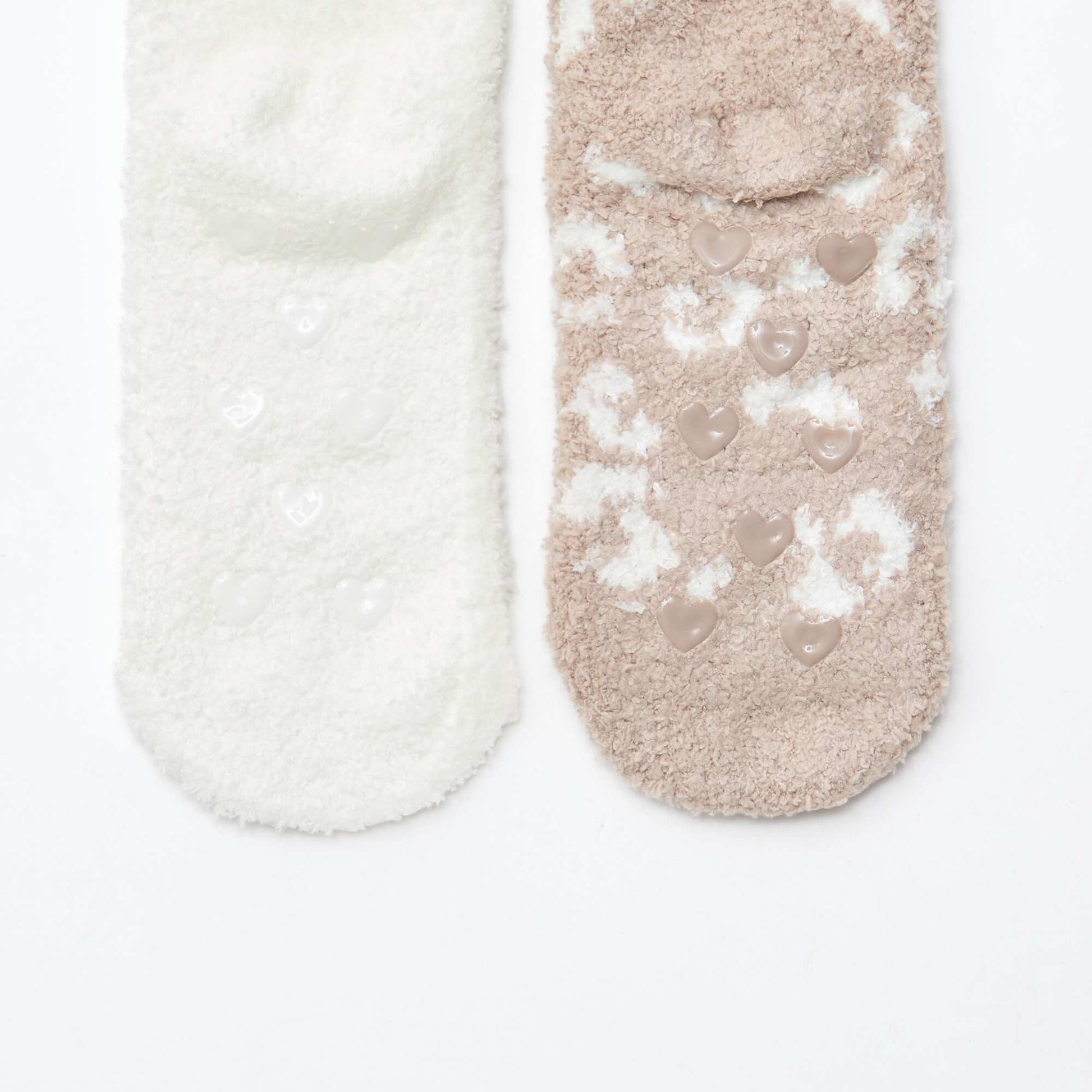 Lot de 2 paires de chaussettes doudou fantaisie MARRON