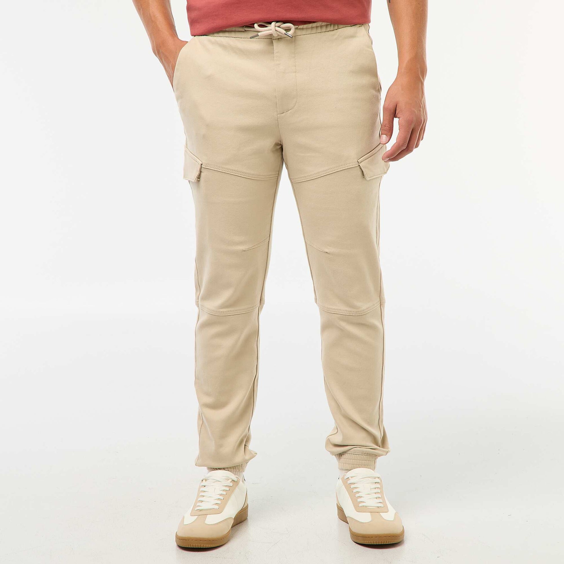 Jogging cargo uni en coton GRIS