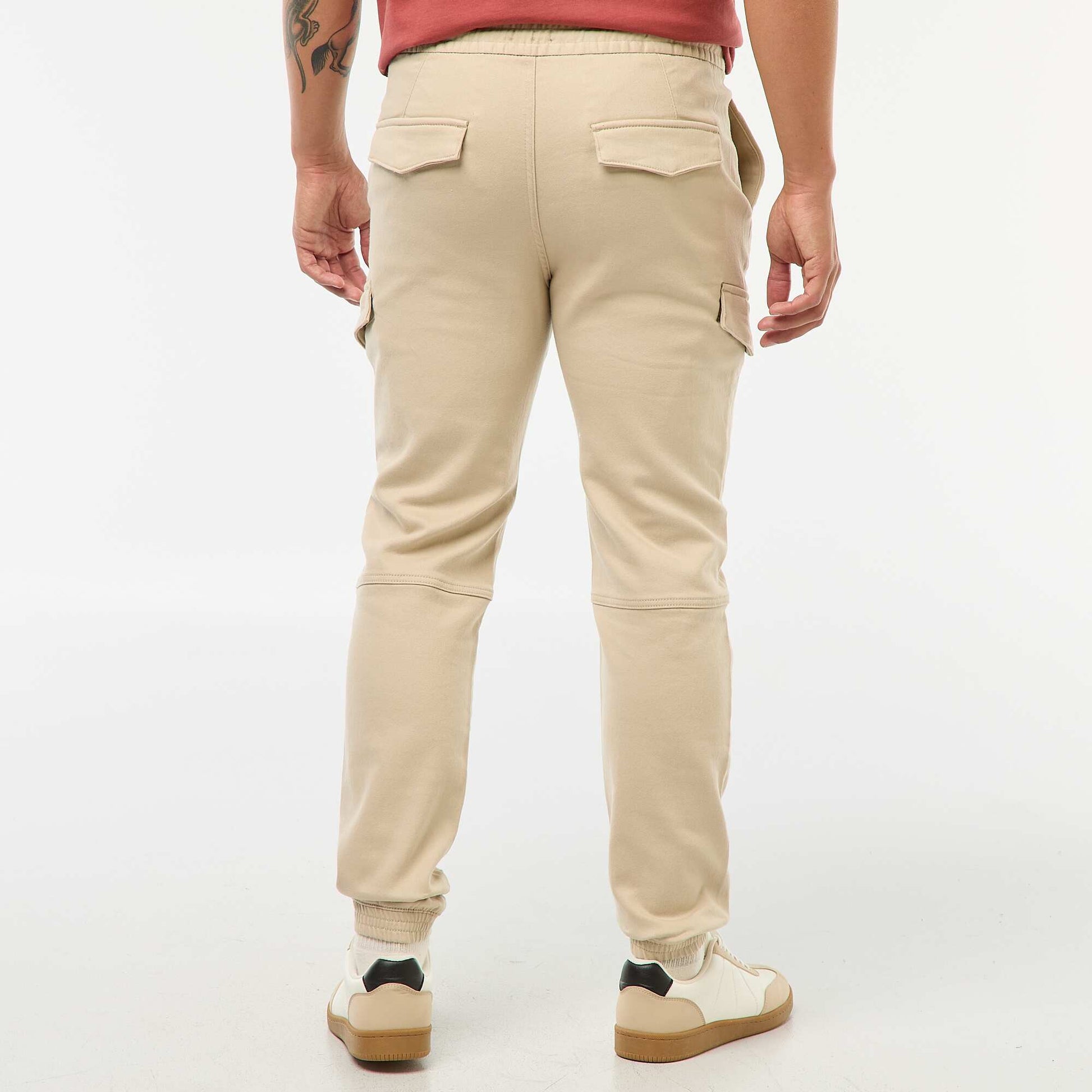 Jogging cargo uni en coton GRIS