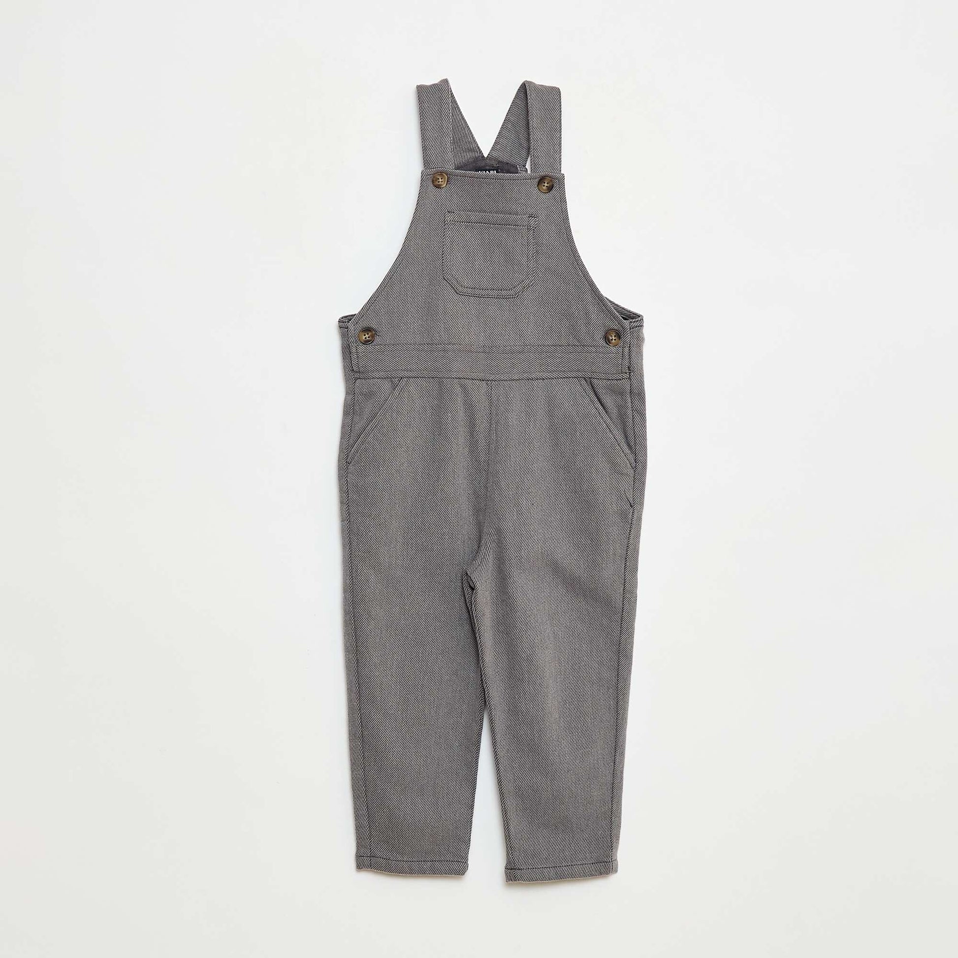 Salopette longue en twill avec poche poitrine GRIS