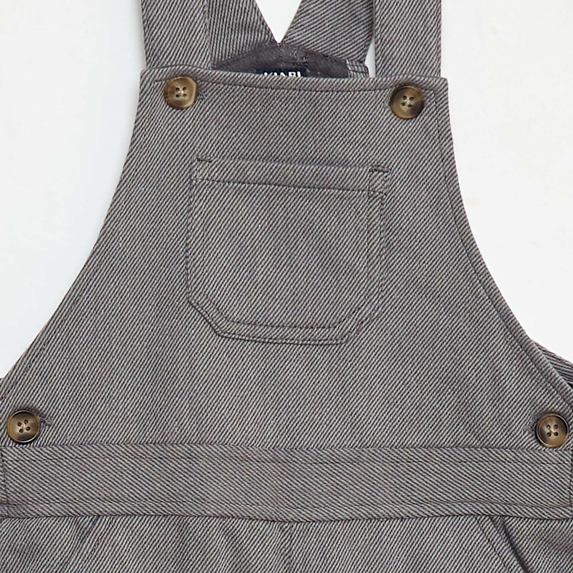 Salopette longue en twill avec poche poitrine GRIS