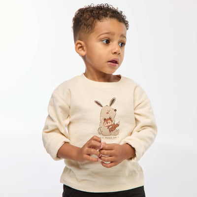 Pull léger en coton stretch avec imprimé BLANC