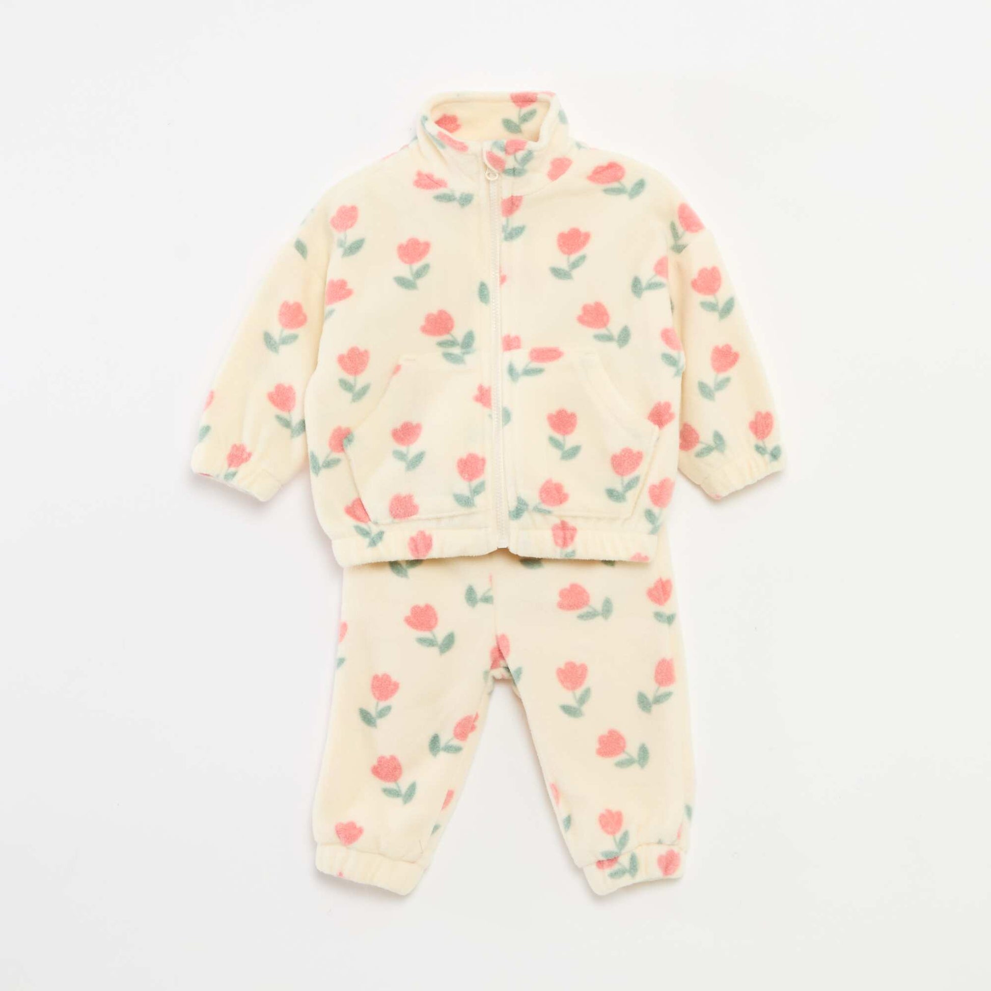 Ensemble jogging en polaire veste zippée + pantalon - 2 pièces BLANC