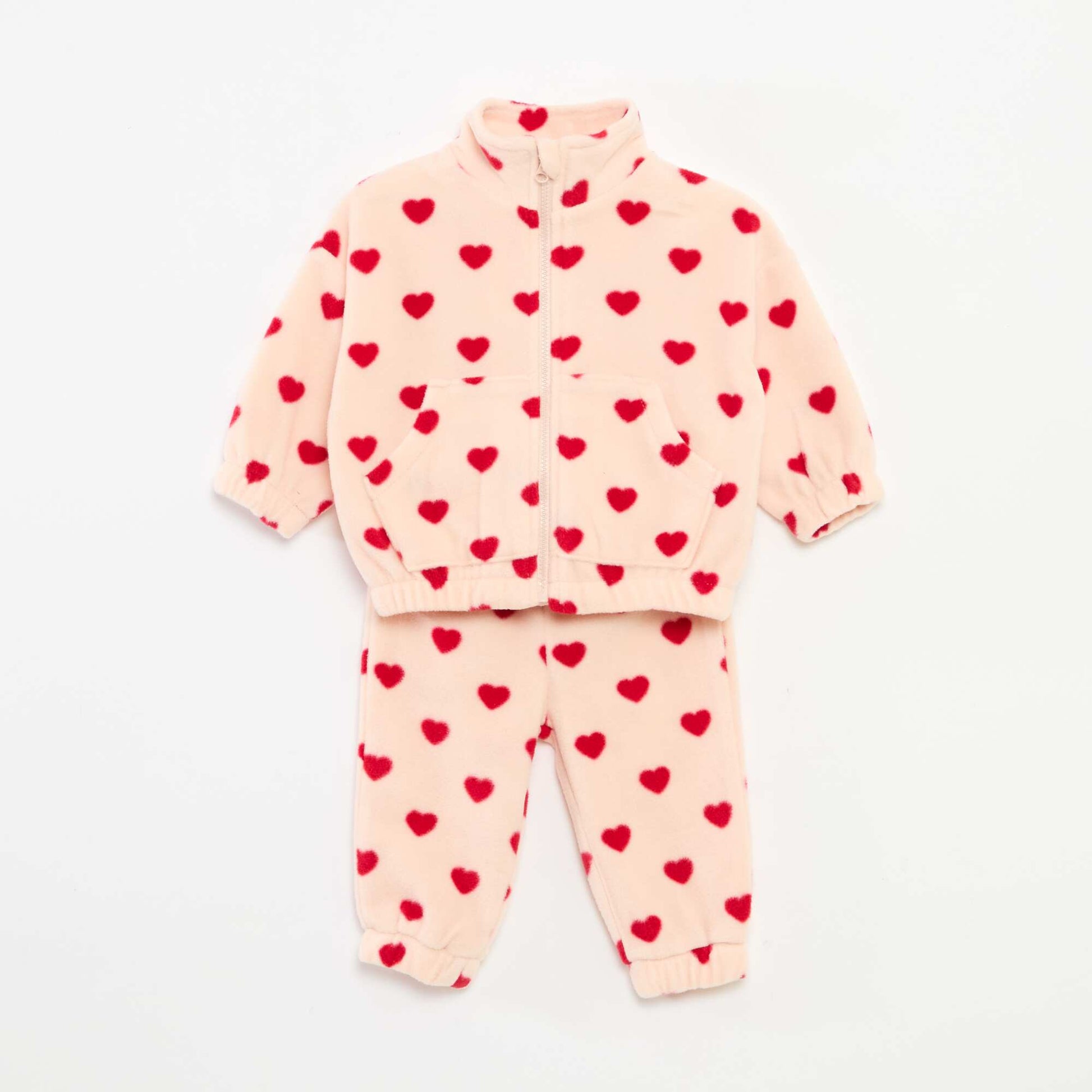 Ensemble jogging en polaire veste zippée + pantalon - 2 pièces ROSE