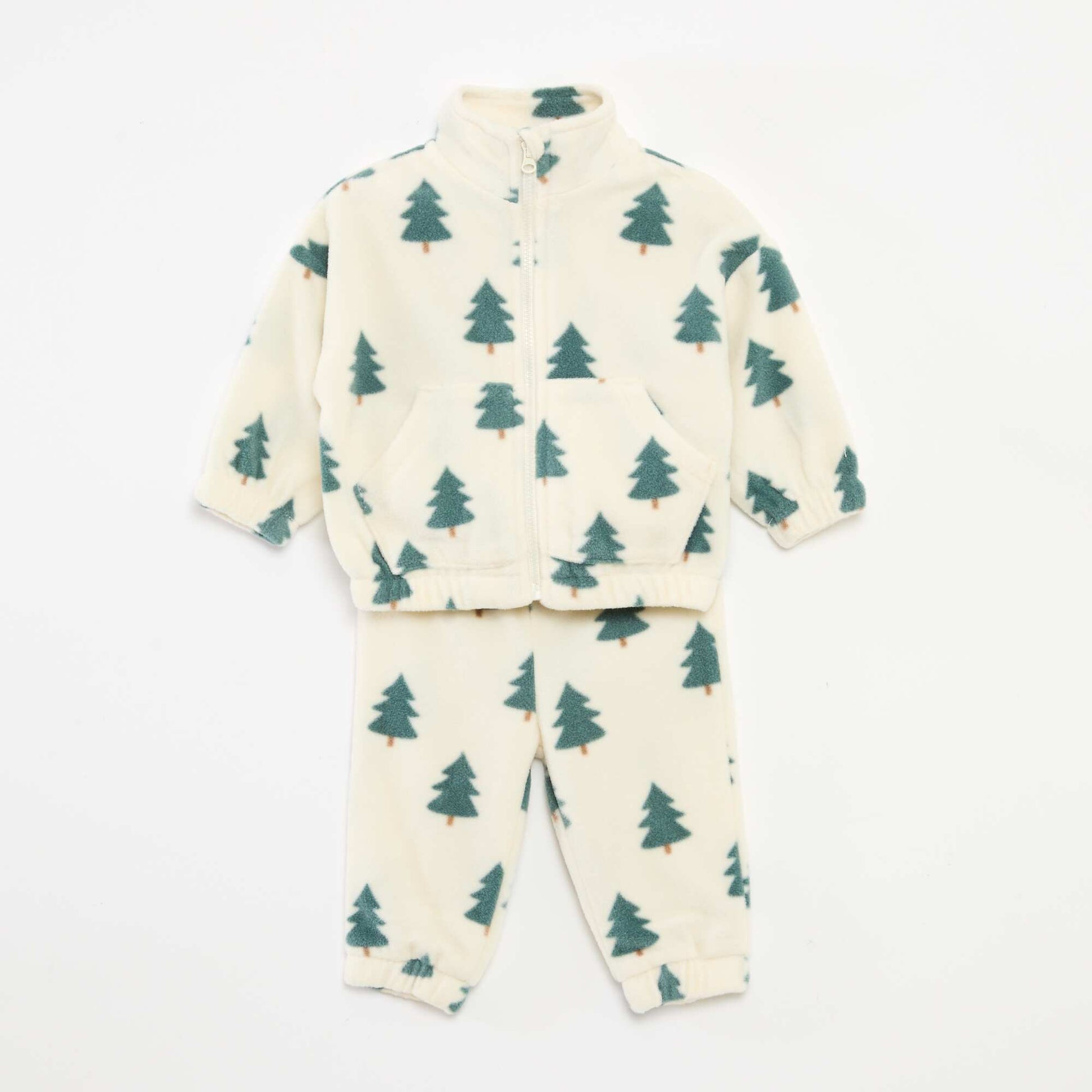 Ensemble jogging en polaire veste zippée + pantalon - 2 pièces BLANC