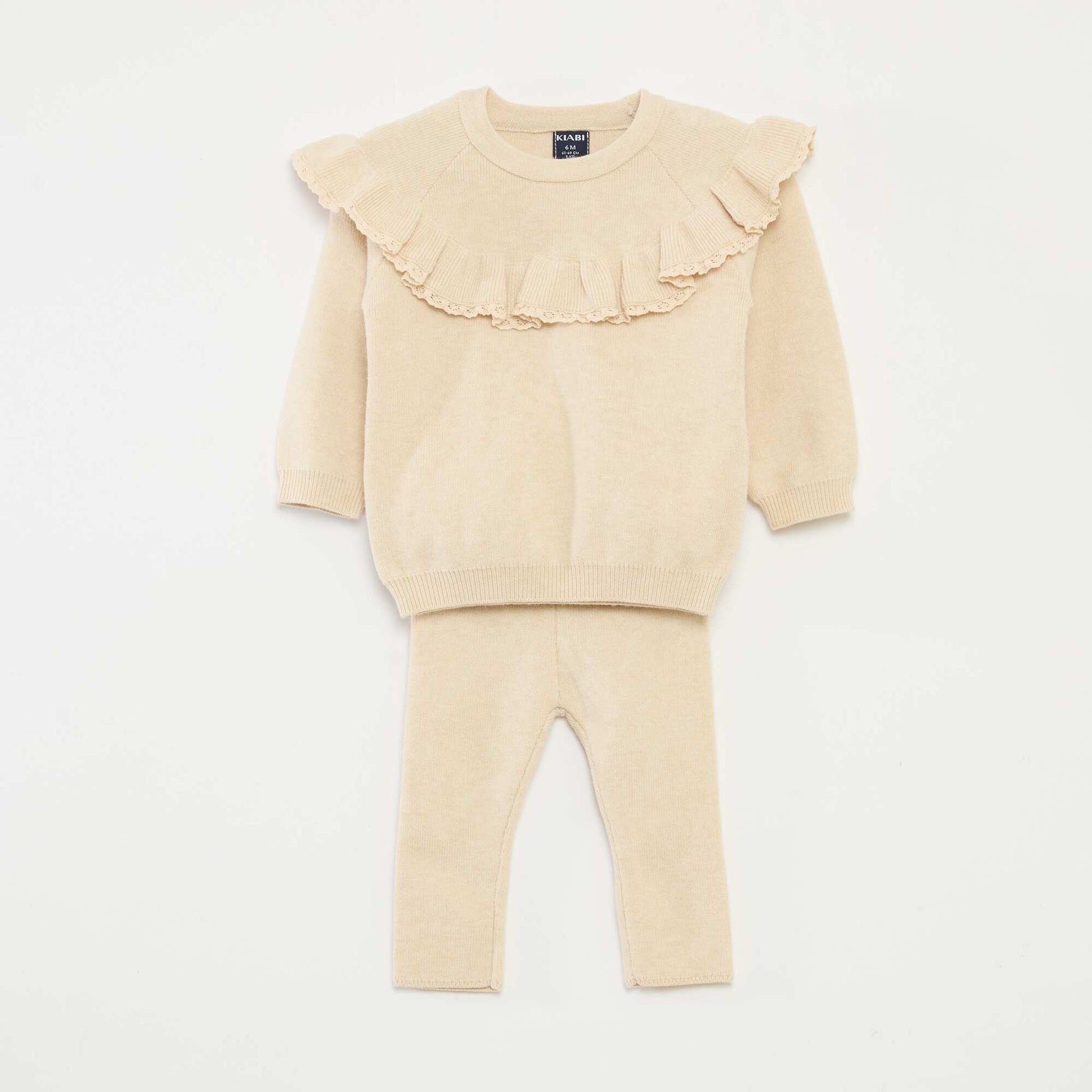 Ensemble pull + legging en maille BEIGE