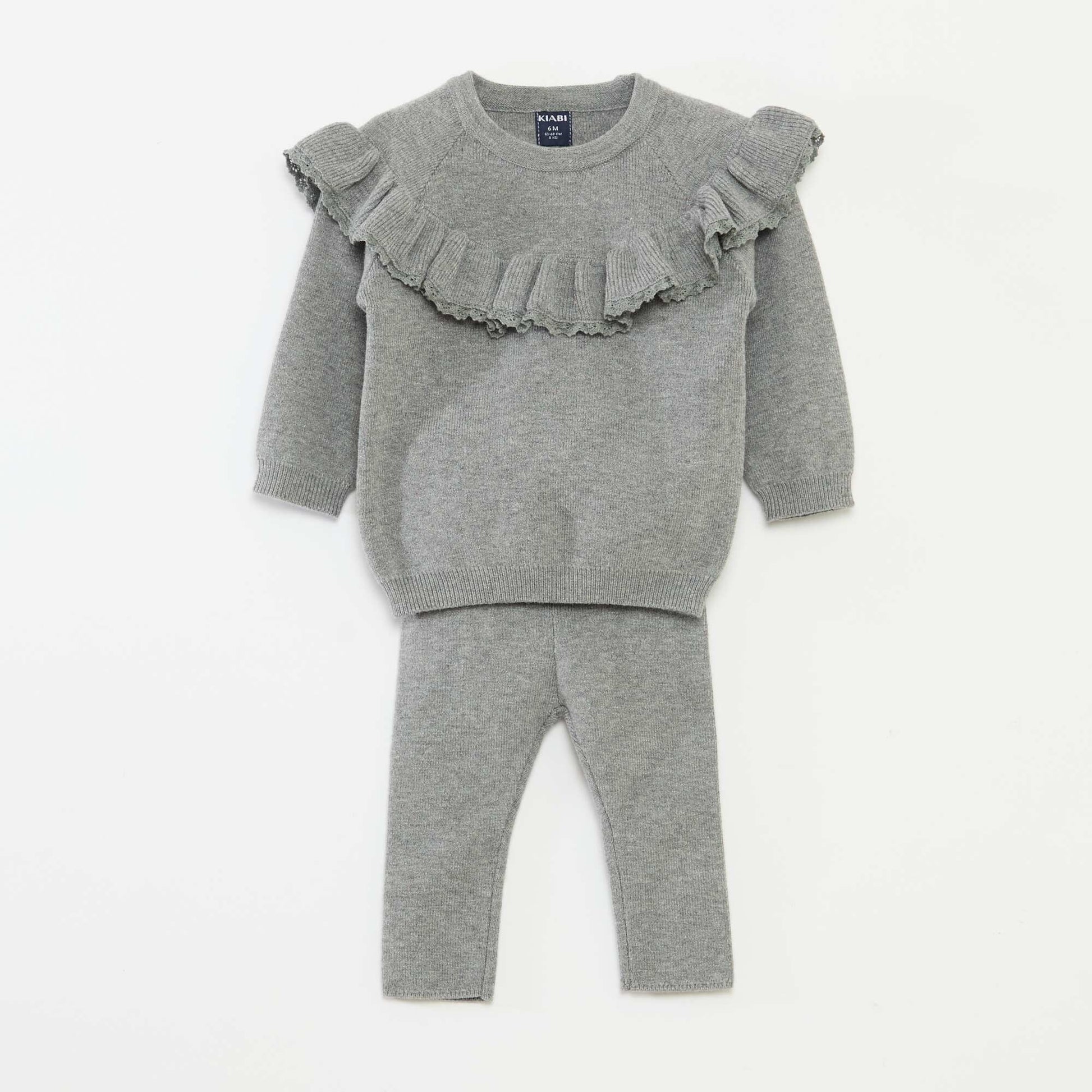 Ensemble pull + legging en maille GRIS