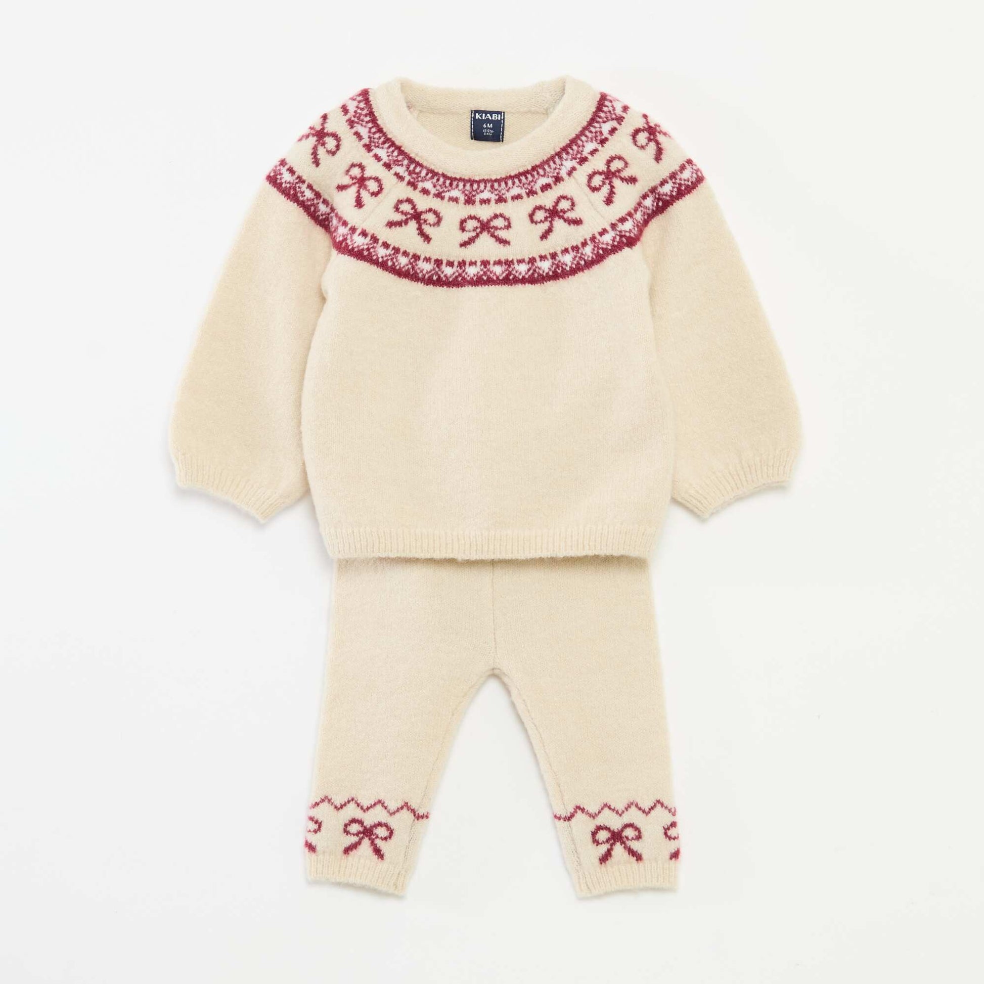 Ensemble tricot pull + legging jacquard BEIGE