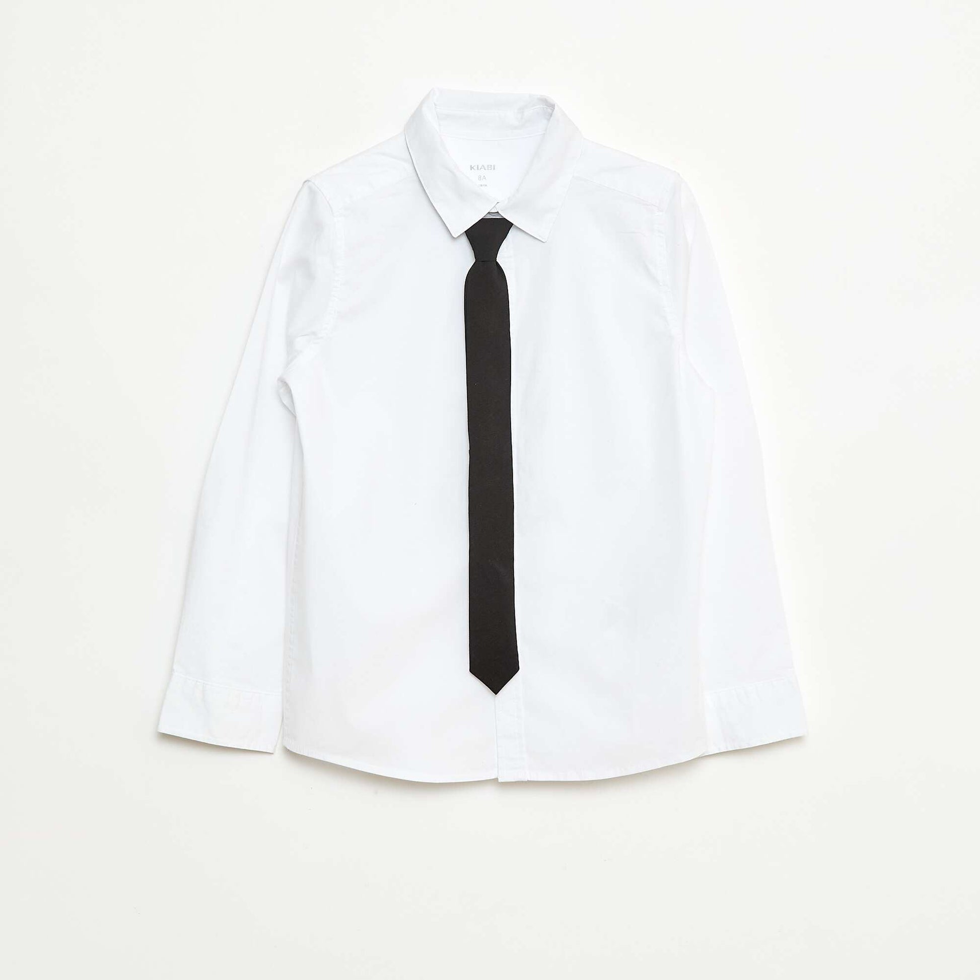 Ensemble chemise + Cravate en popeline à scratch - 2 pièces BLANC