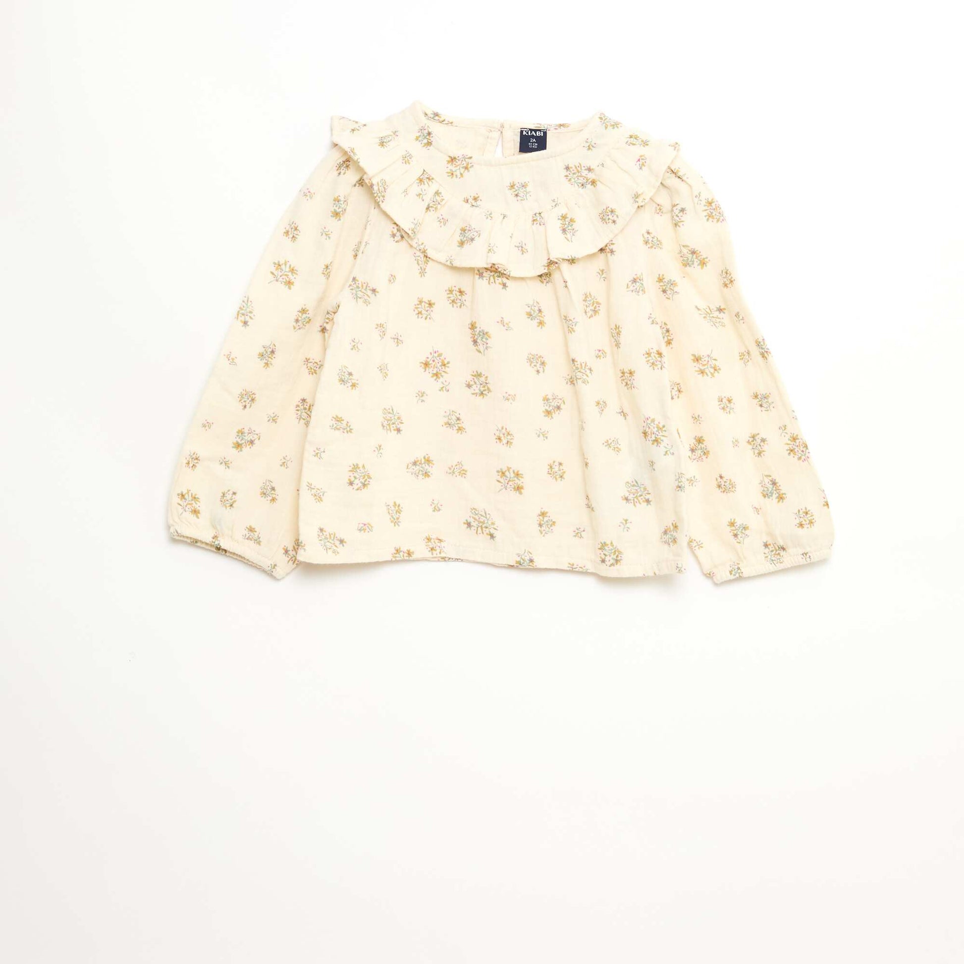 Blouse manche longue en gaze de coton BEIGE