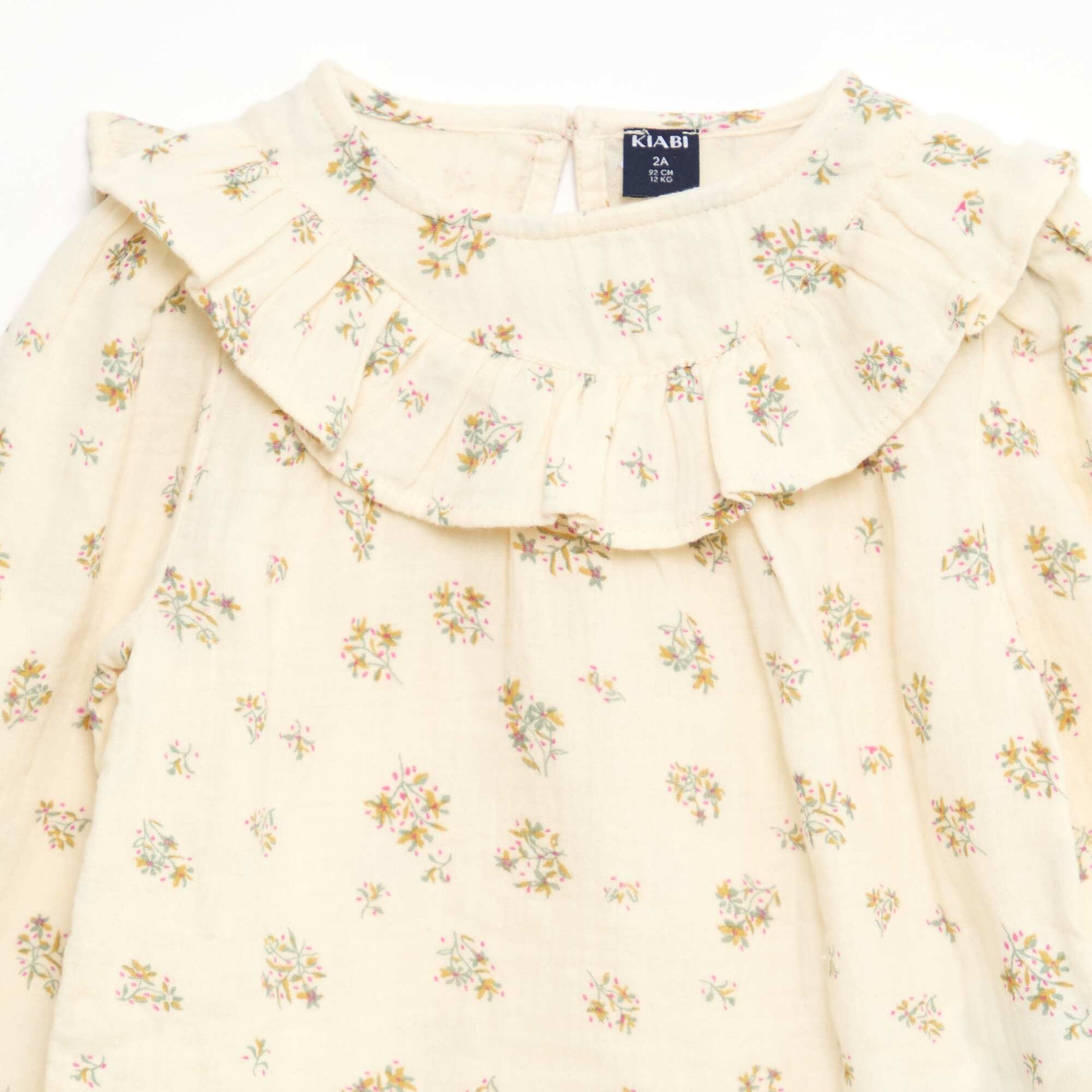 Blouse manche longue en gaze de coton BEIGE