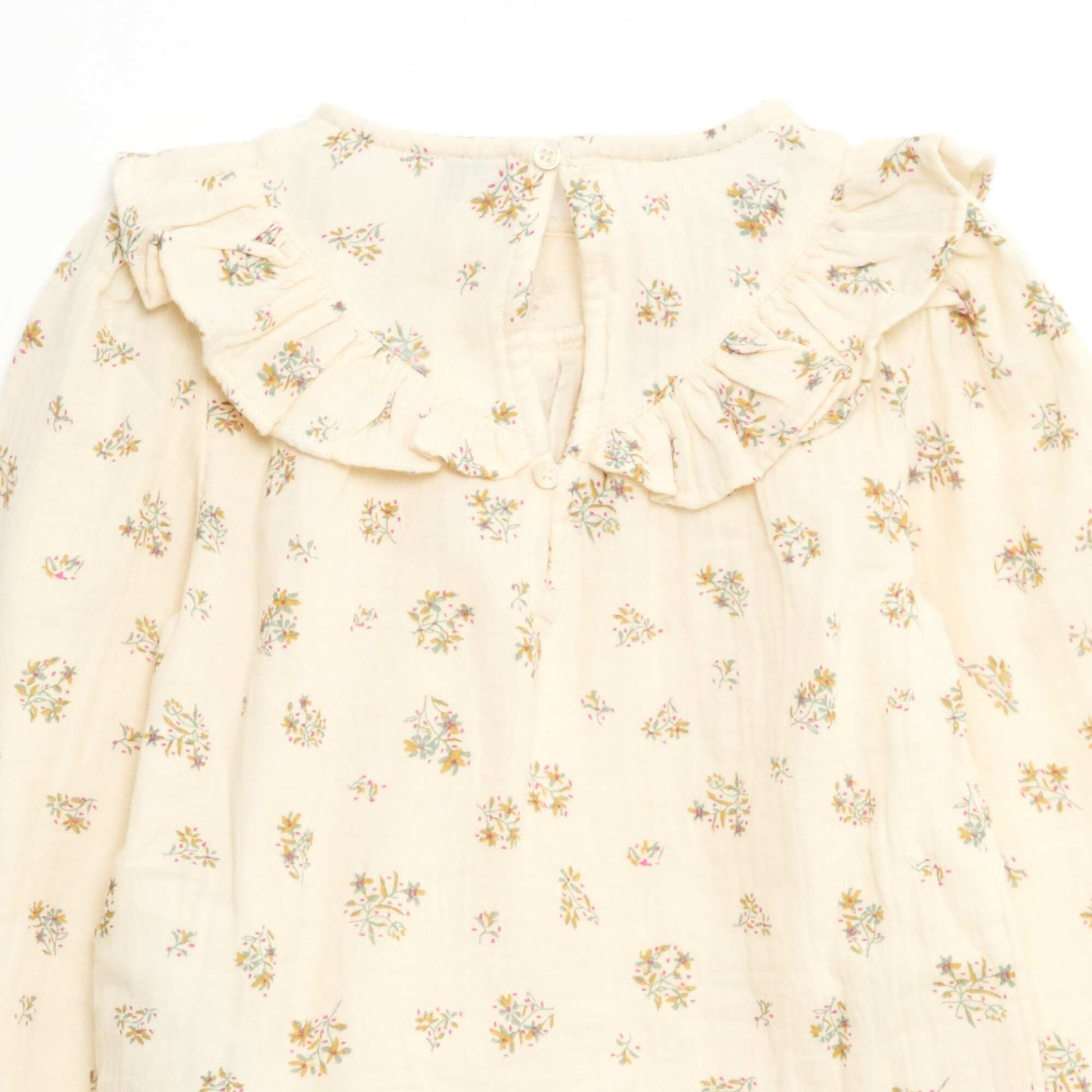 Blouse manche longue en gaze de coton BEIGE