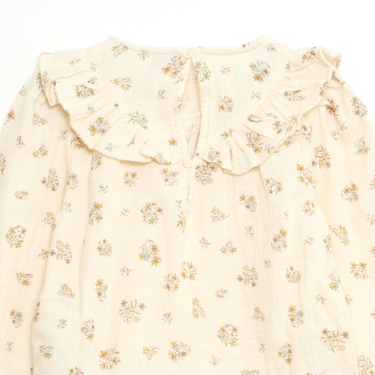 Blouse manche longue en gaze de coton BEIGE