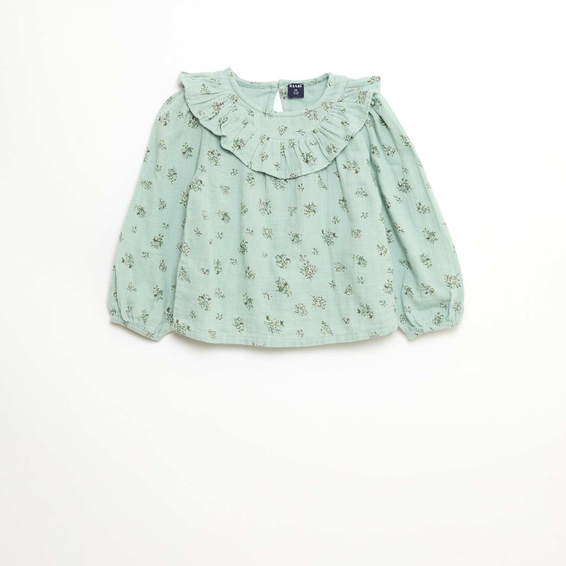 Blouse manche longue en gaze de coton VERT