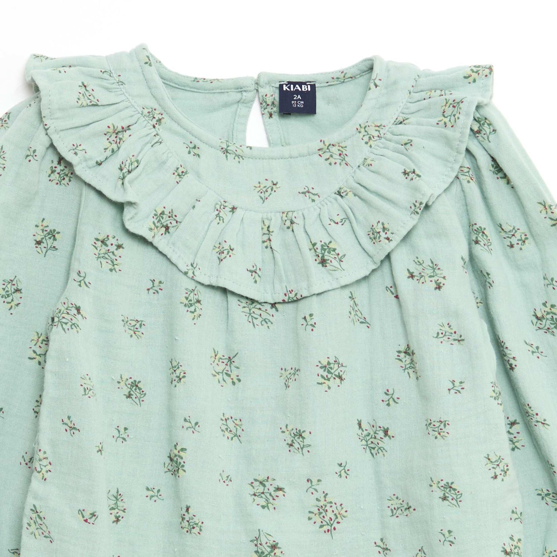 Blouse manche longue en gaze de coton VERT