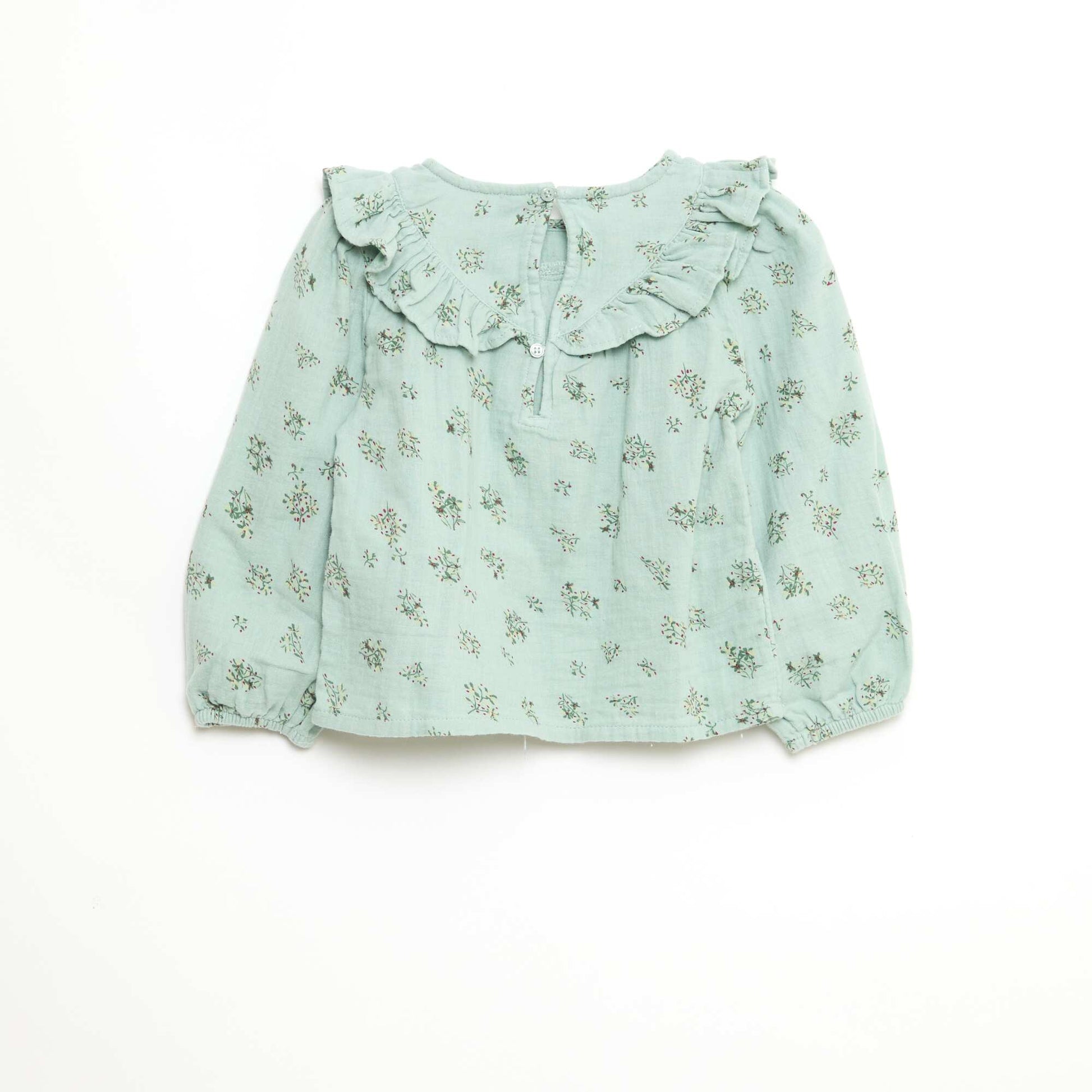 Blouse manche longue en gaze de coton VERT