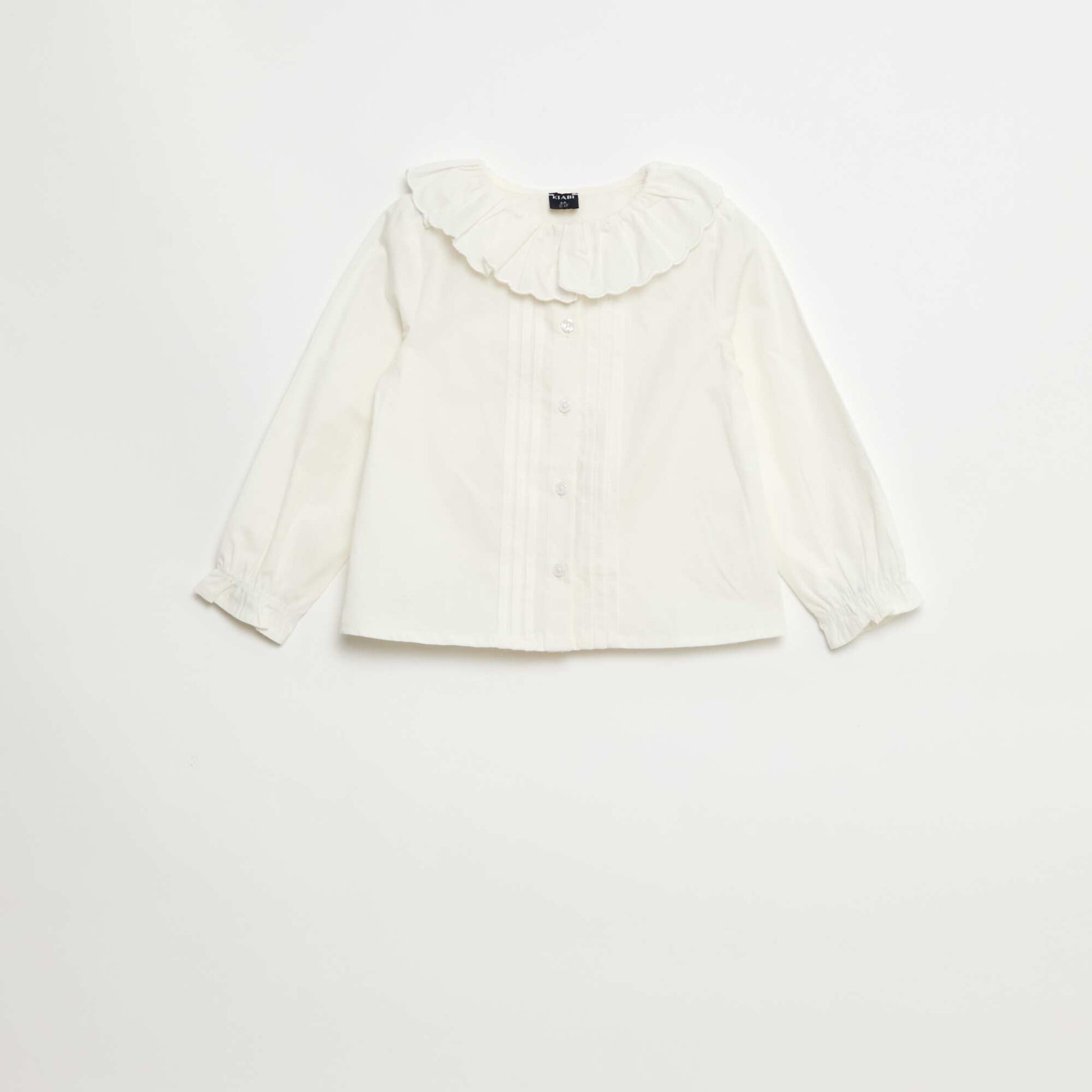 Blouse à collerette en popeline BLANC
