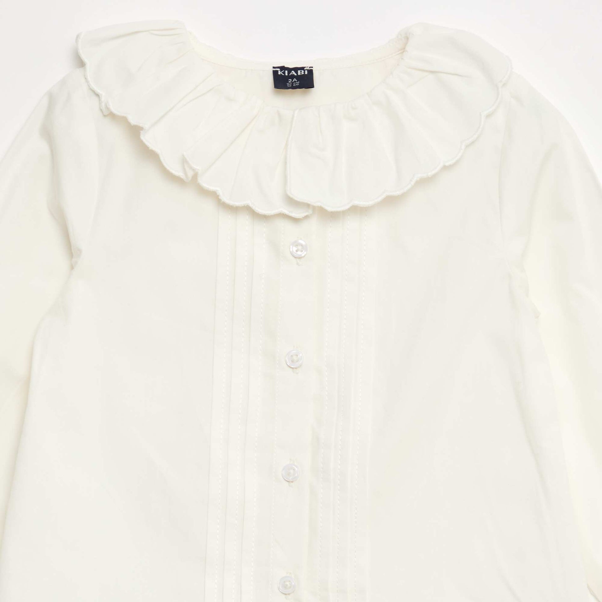 Blouse à collerette en popeline BLANC