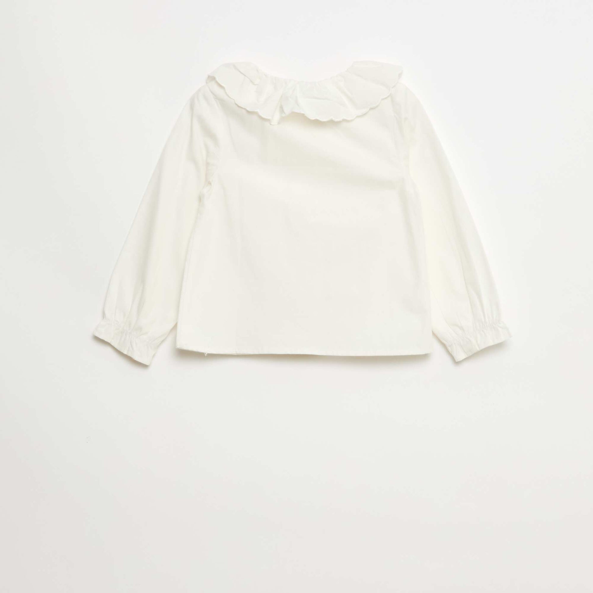 Blouse à collerette en popeline BLANC