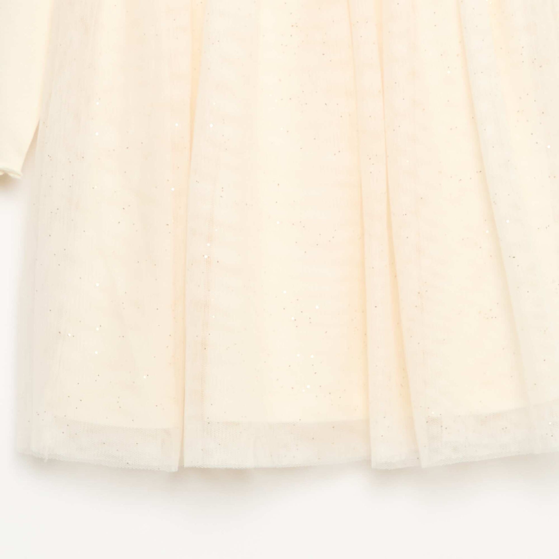 Robe bi-matière avec tulle pailleté BLANC