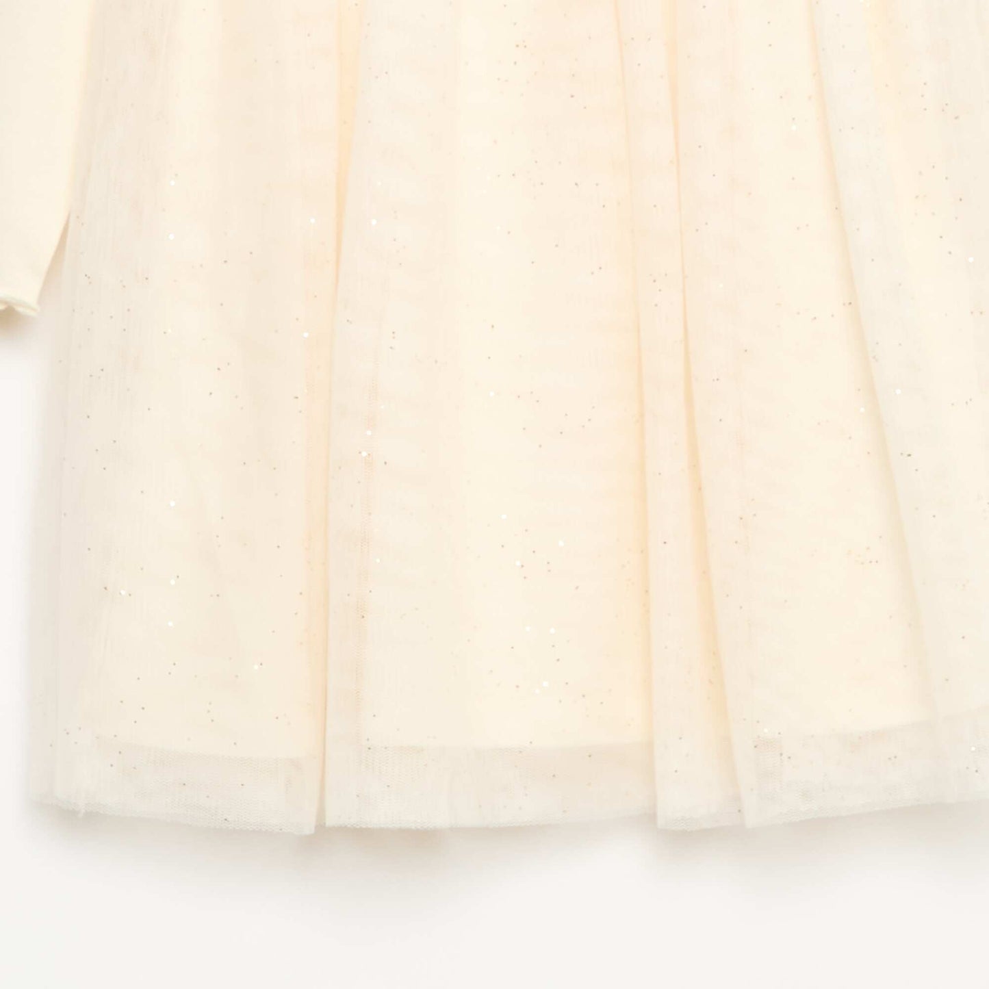Robe bi-matière avec tulle pailleté BLANC