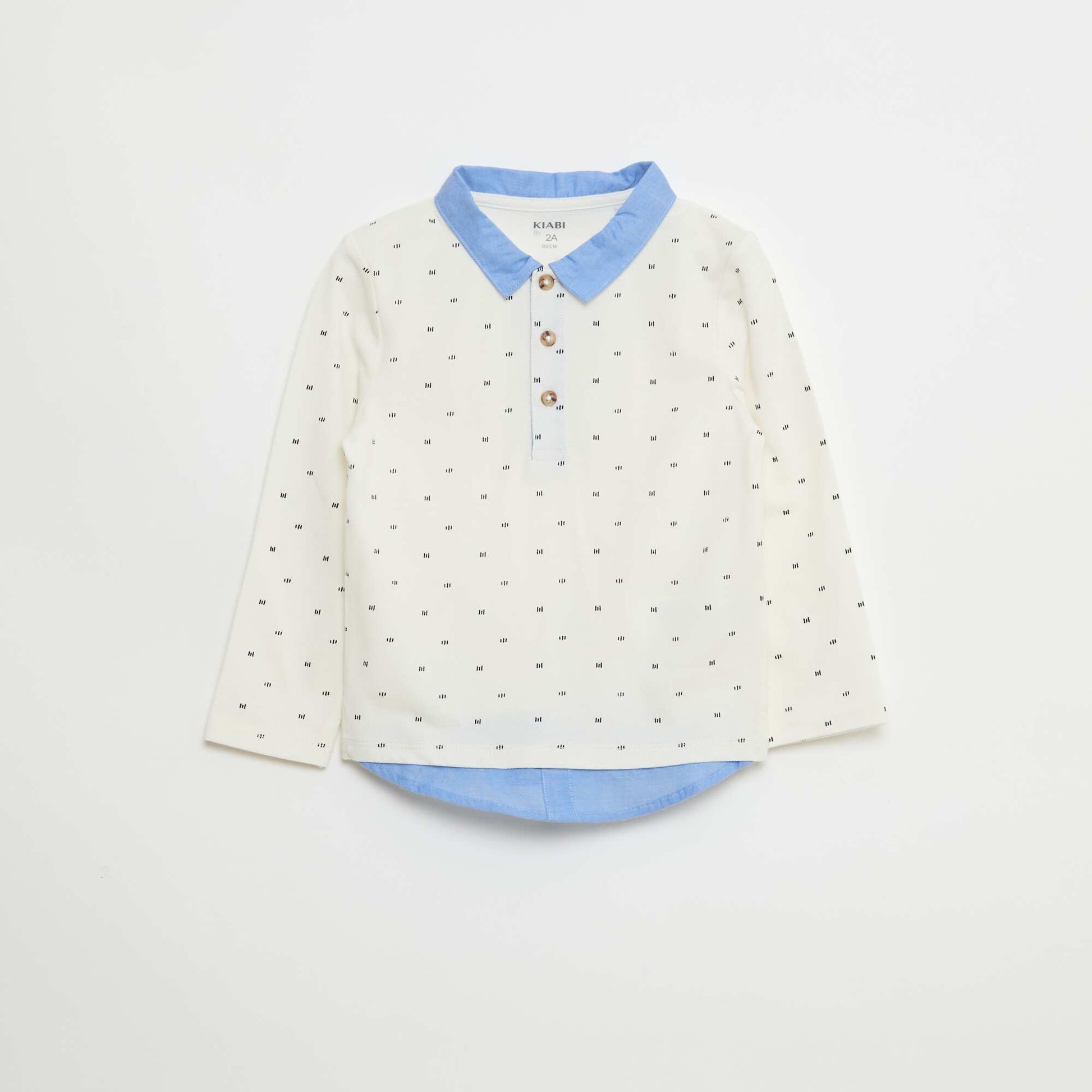 Polo manches longues effet 2-en-1 BLANC