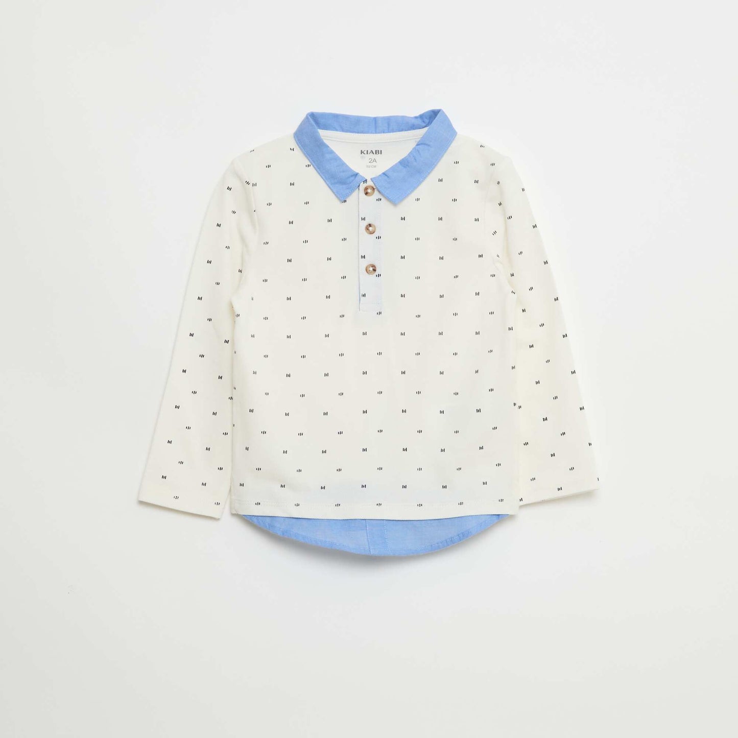Polo manches longues effet 2-en-1 BLANC