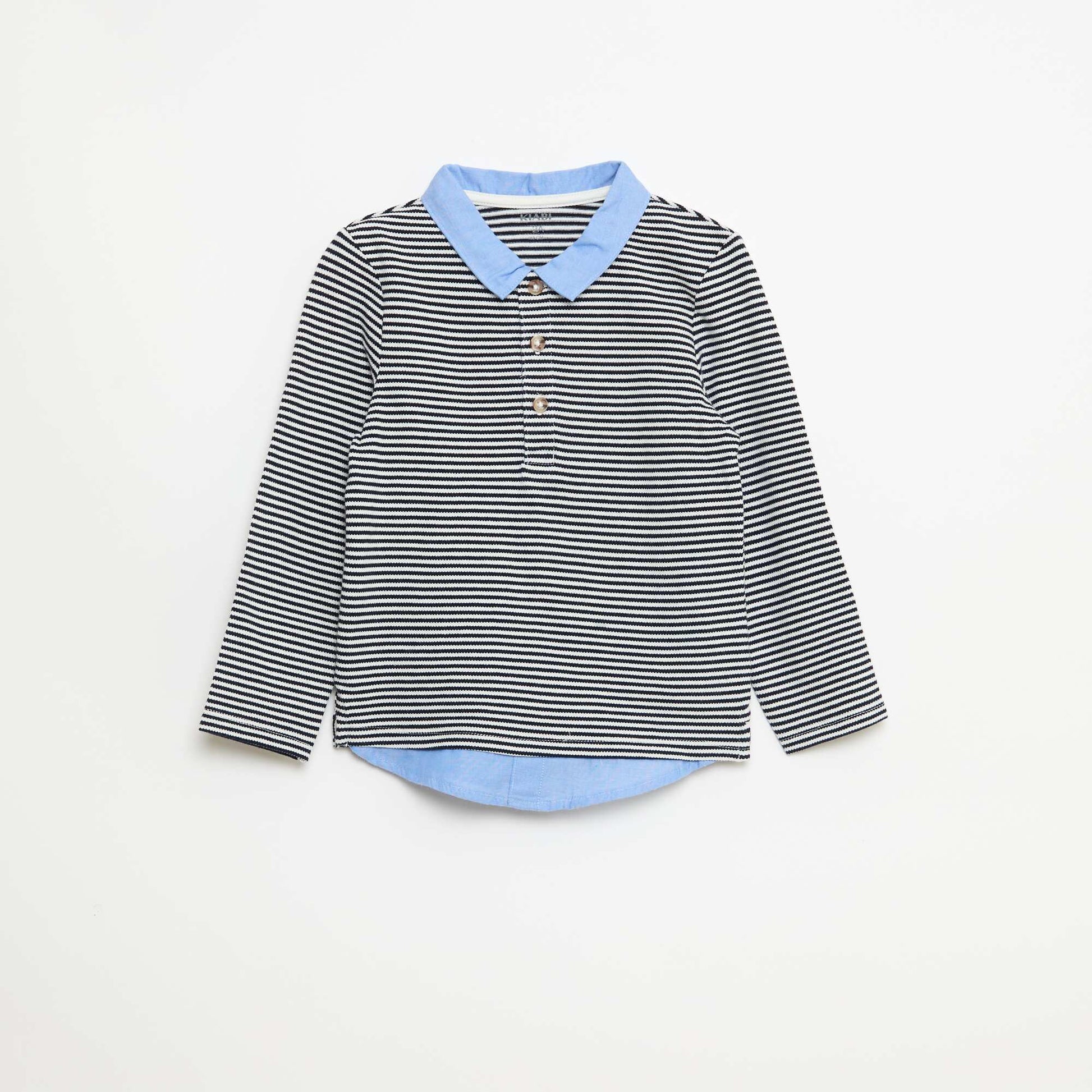 Polo manches longues effet 2-en-1 BLANC