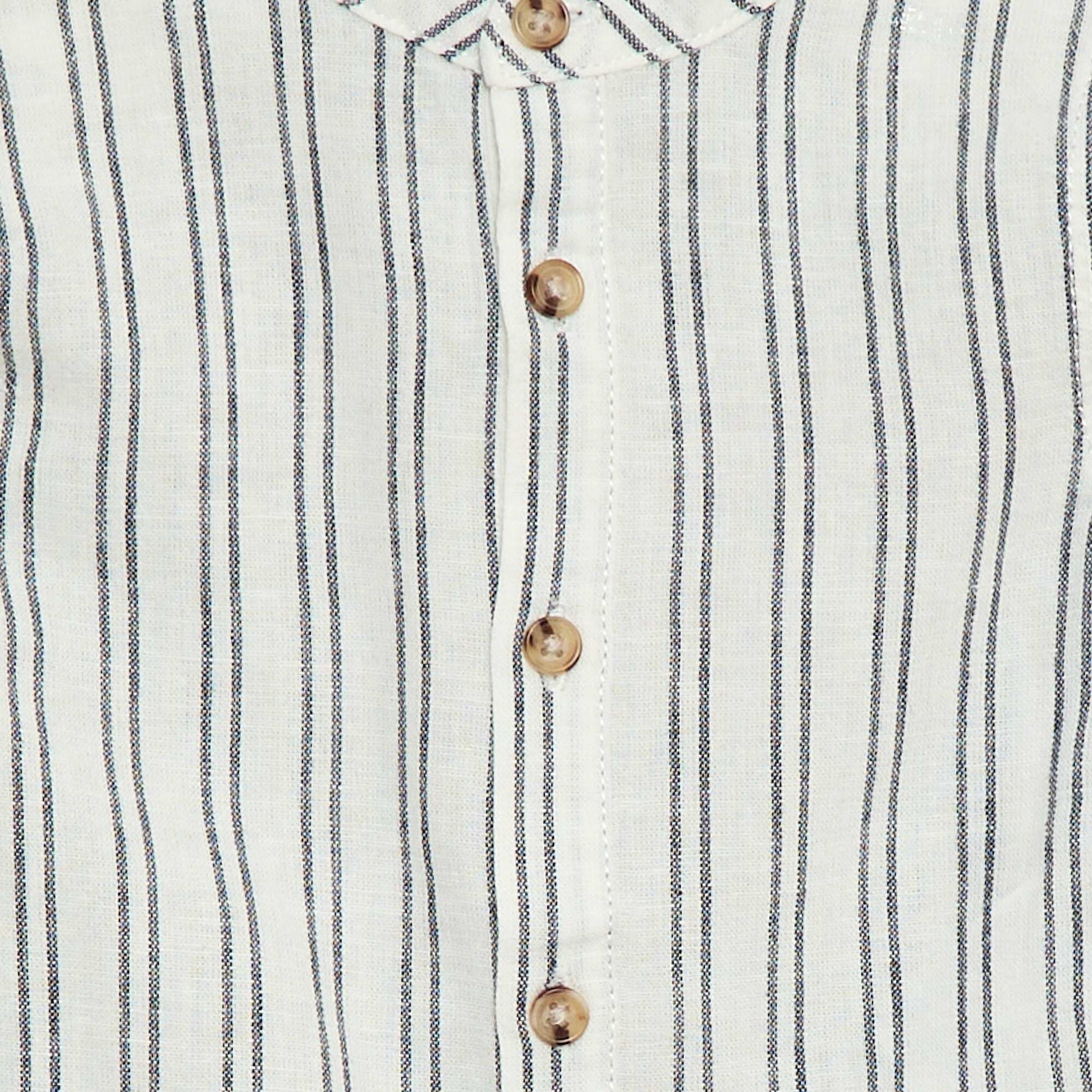 Chemise rayée en lin mélangé BLANC/BLEU
