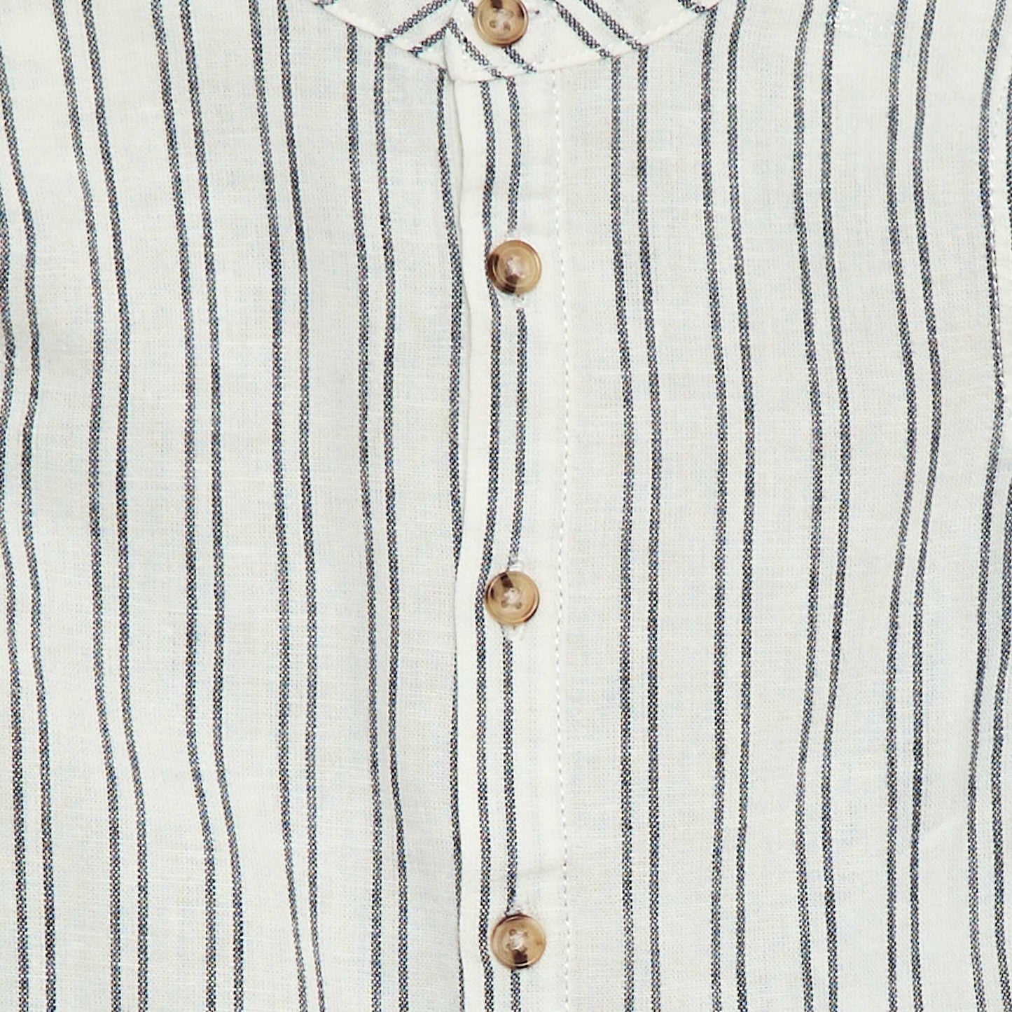 Chemise rayée en lin mélangé BLANC/BLEU