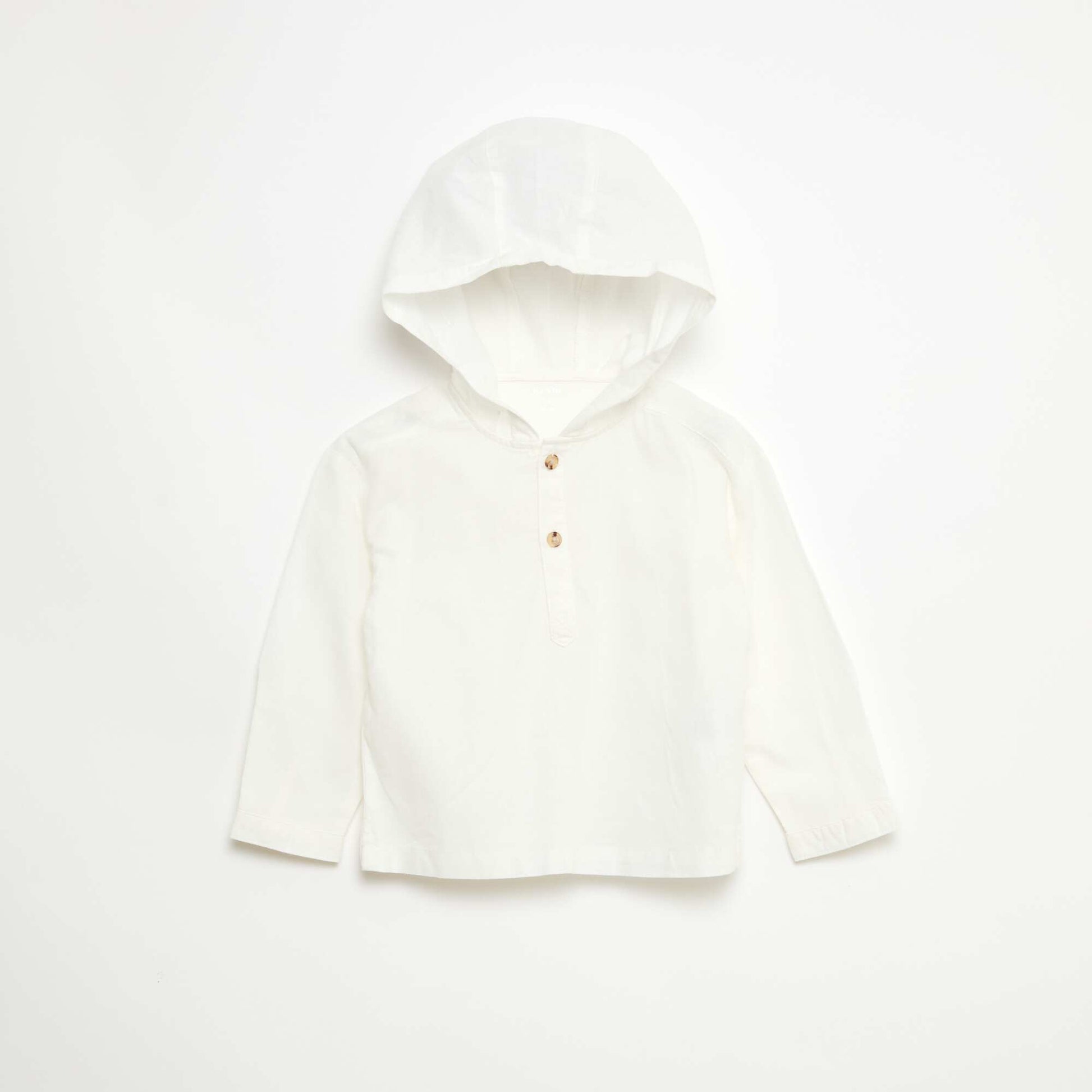 Chemise à capuche en lin mélangé BLANC