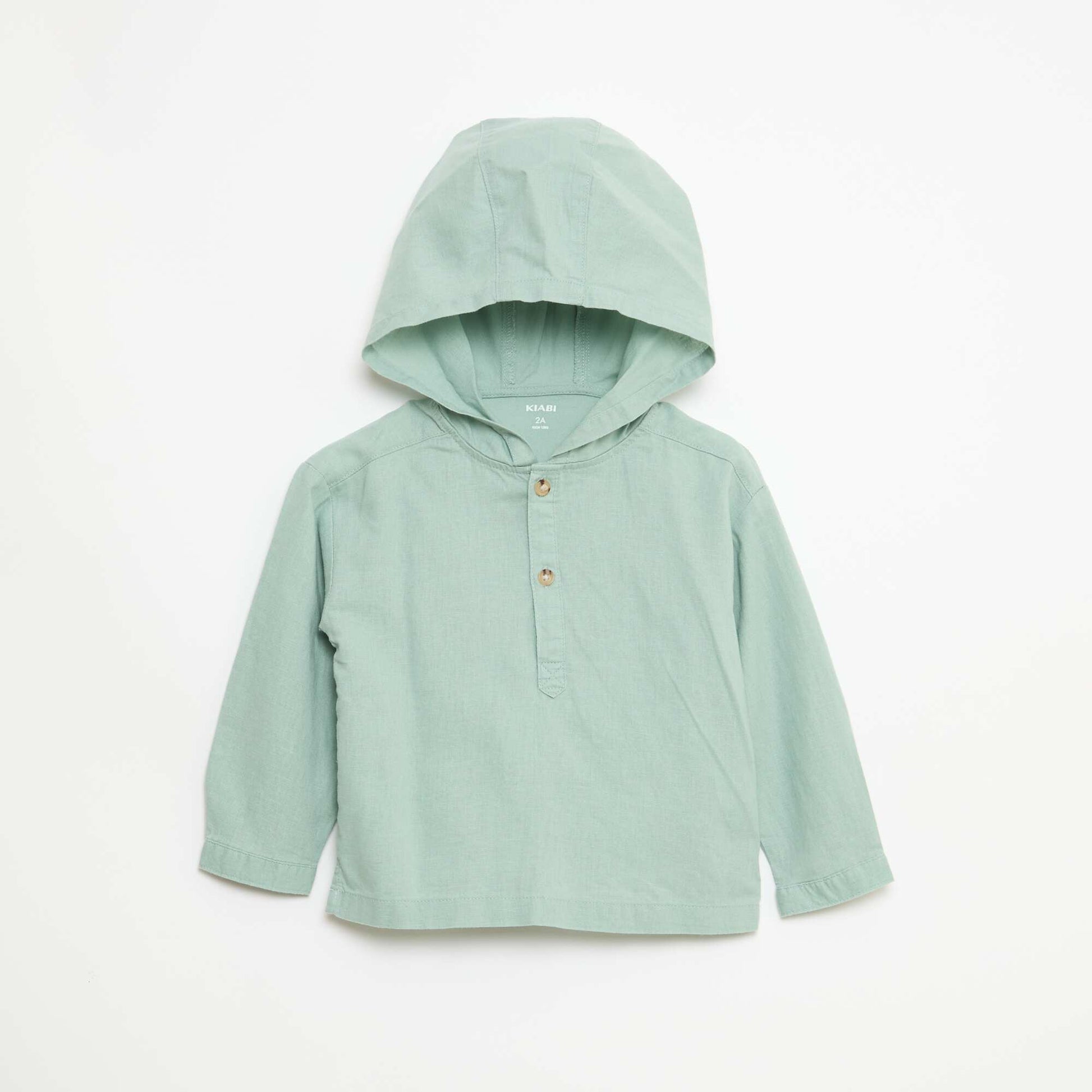 Chemise à capuche en lin mélangé VERT