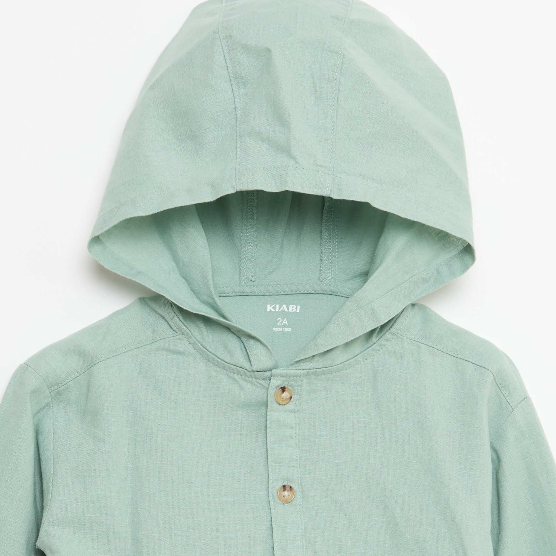 Chemise à capuche en lin mélangé VERT