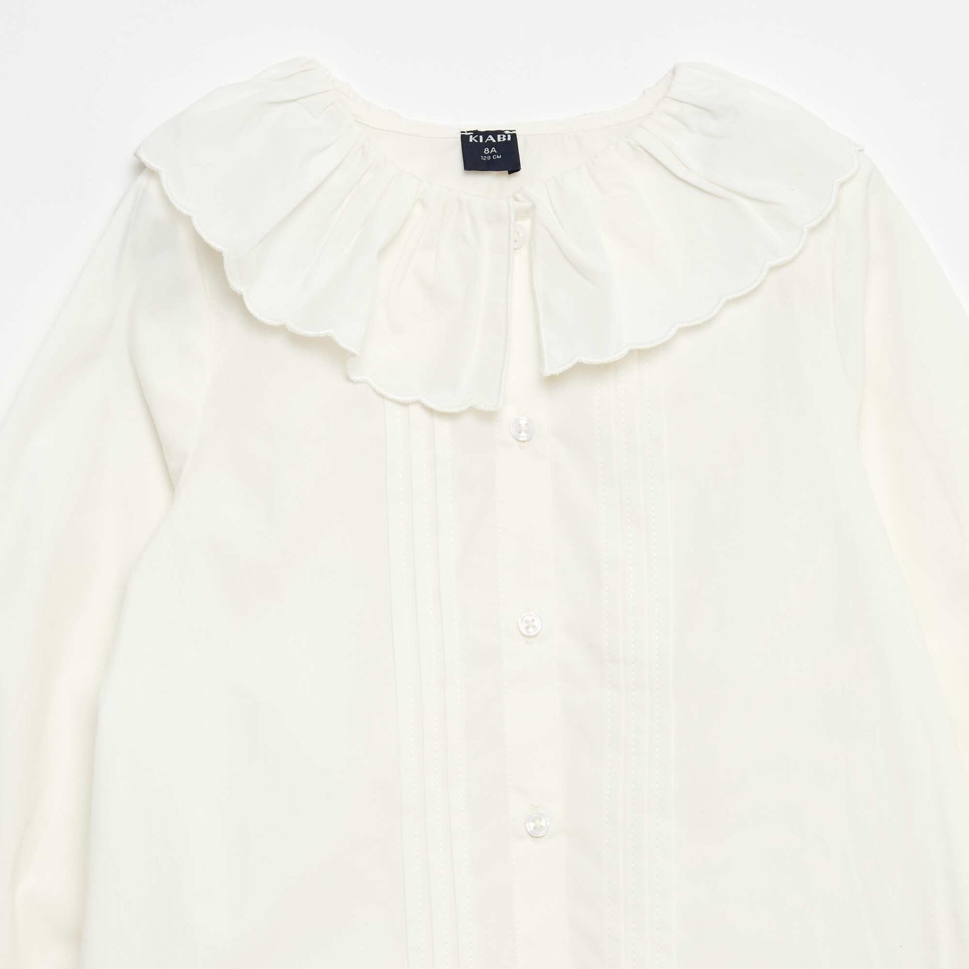 Blouse à collerette unie BLANC