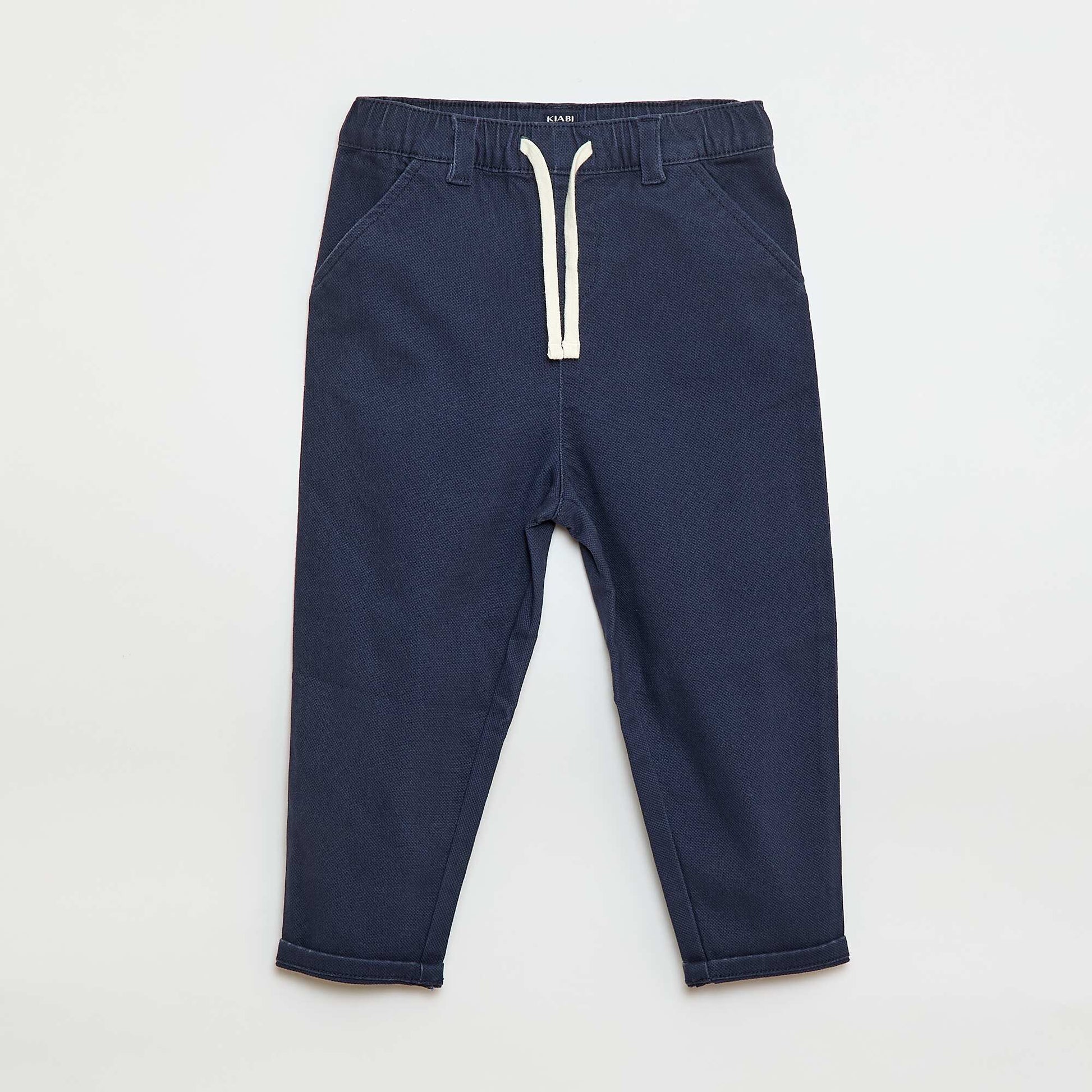 Pantalon paperbag en dobby BLEU