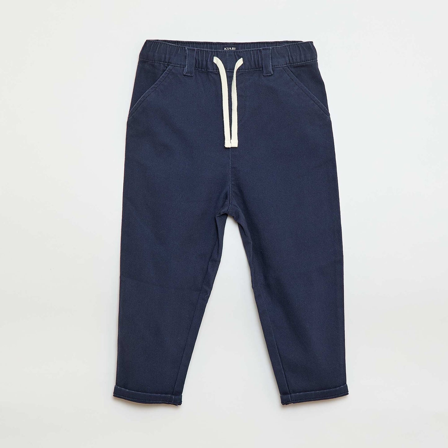 Pantalon paperbag en dobby BLEU