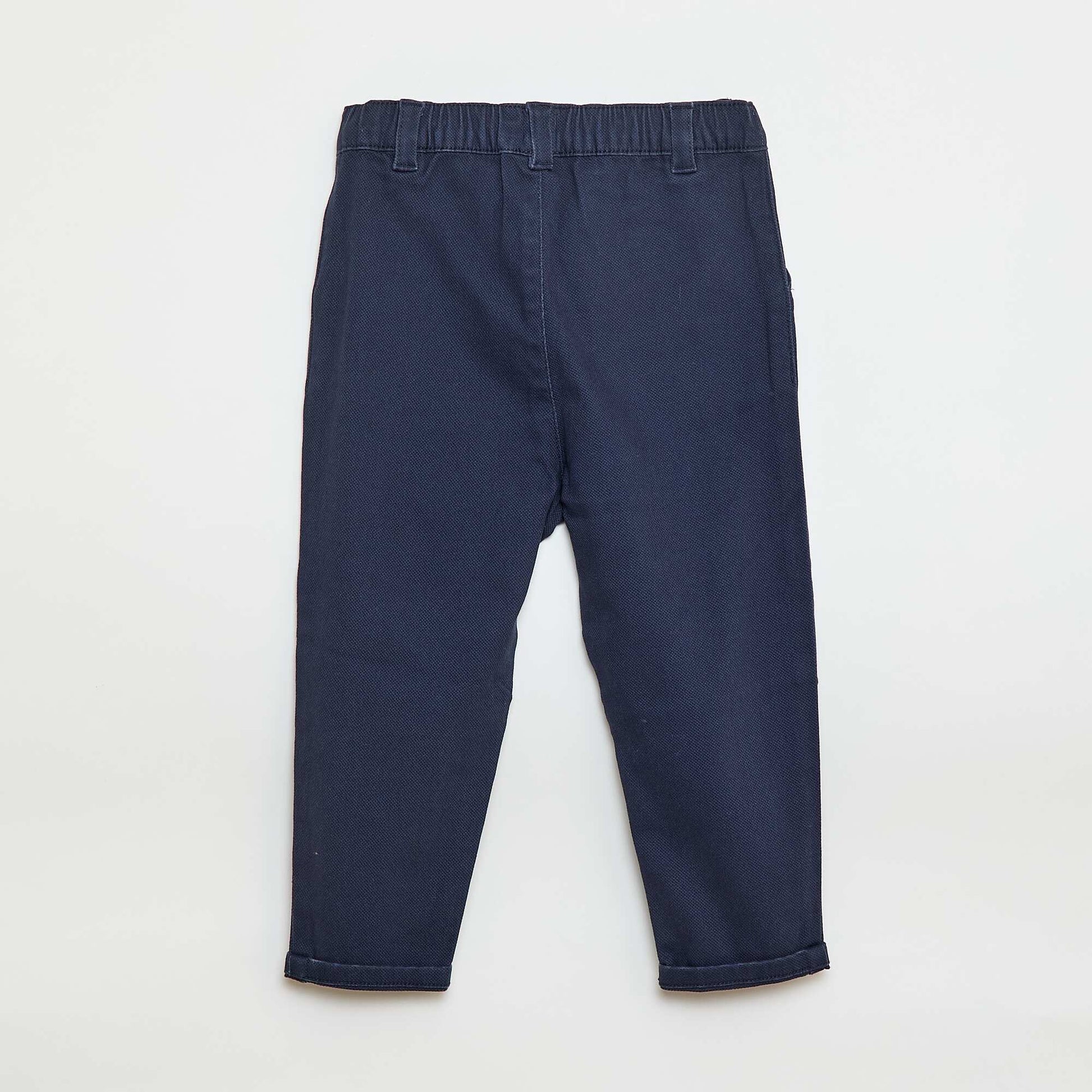 Pantalon paperbag en dobby BLEU