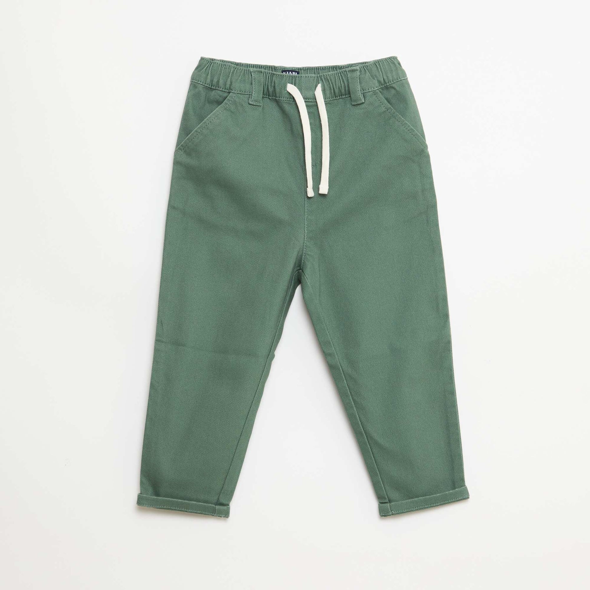 Pantalon paperbag en dobby VERT
