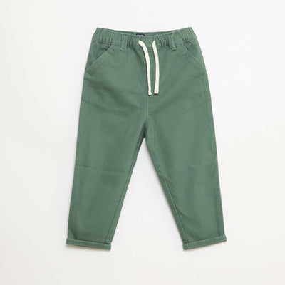 Pantalon paperbag en dobby VERT