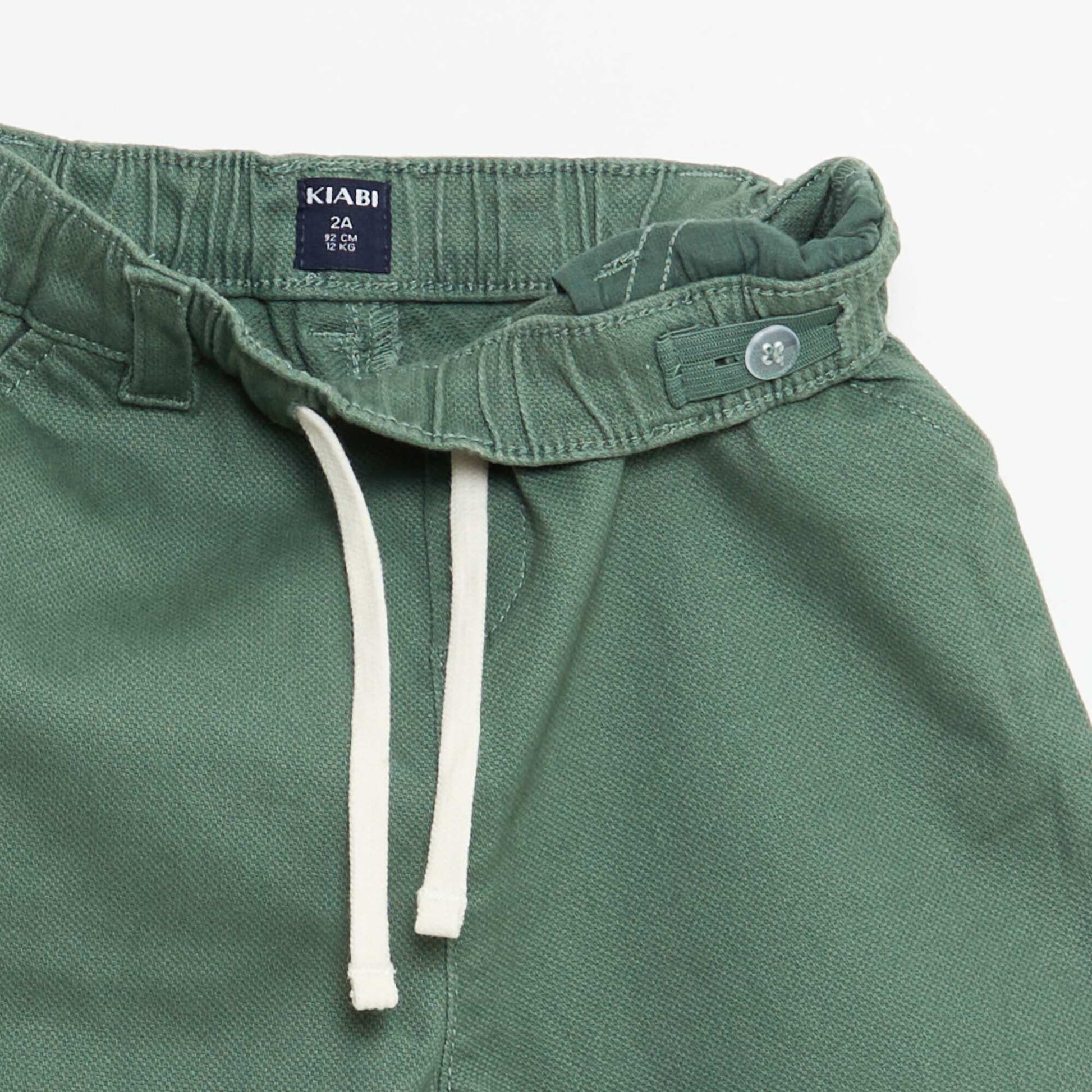 Pantalon paperbag en dobby VERT
