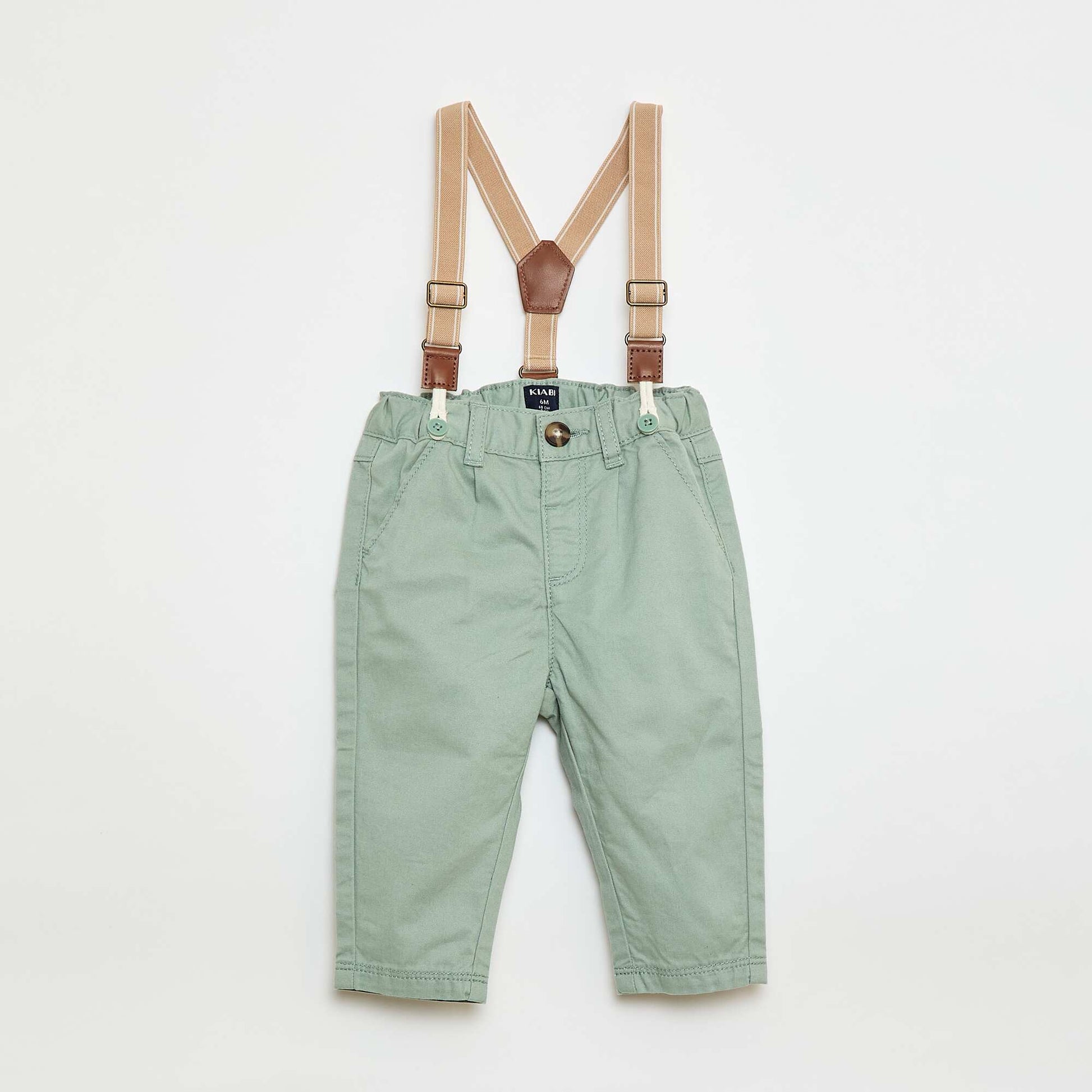 Ensemble chemise + pantalon à bretelles - 2 pièces BLANC/VERT