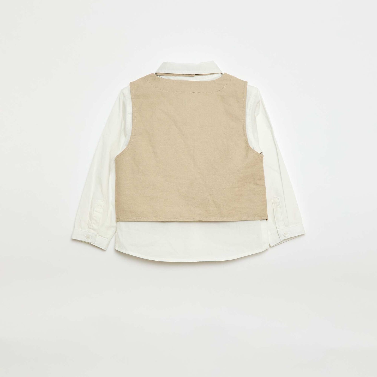 Ensemble chemise + gilet de costume + pantalon chino + noeud papillon - 4 pièces BEIGE