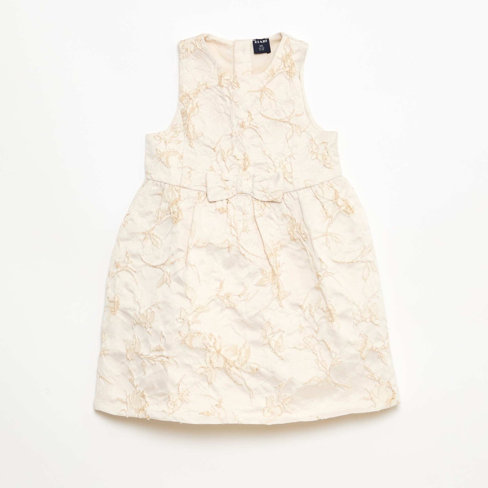 Robe trapèze en jacquard brodé BEIGE