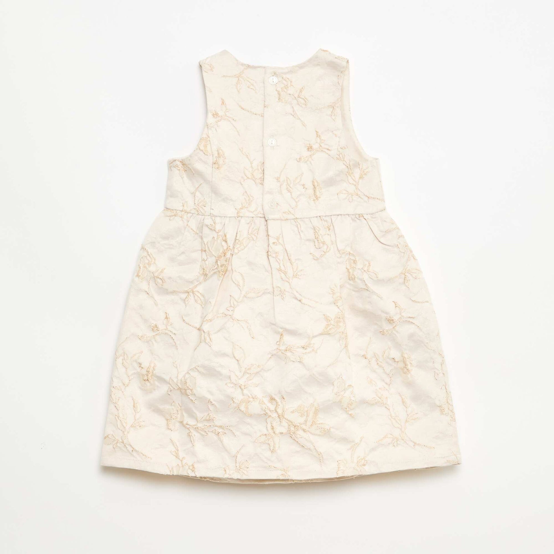 Robe trapèze en jacquard brodé BEIGE