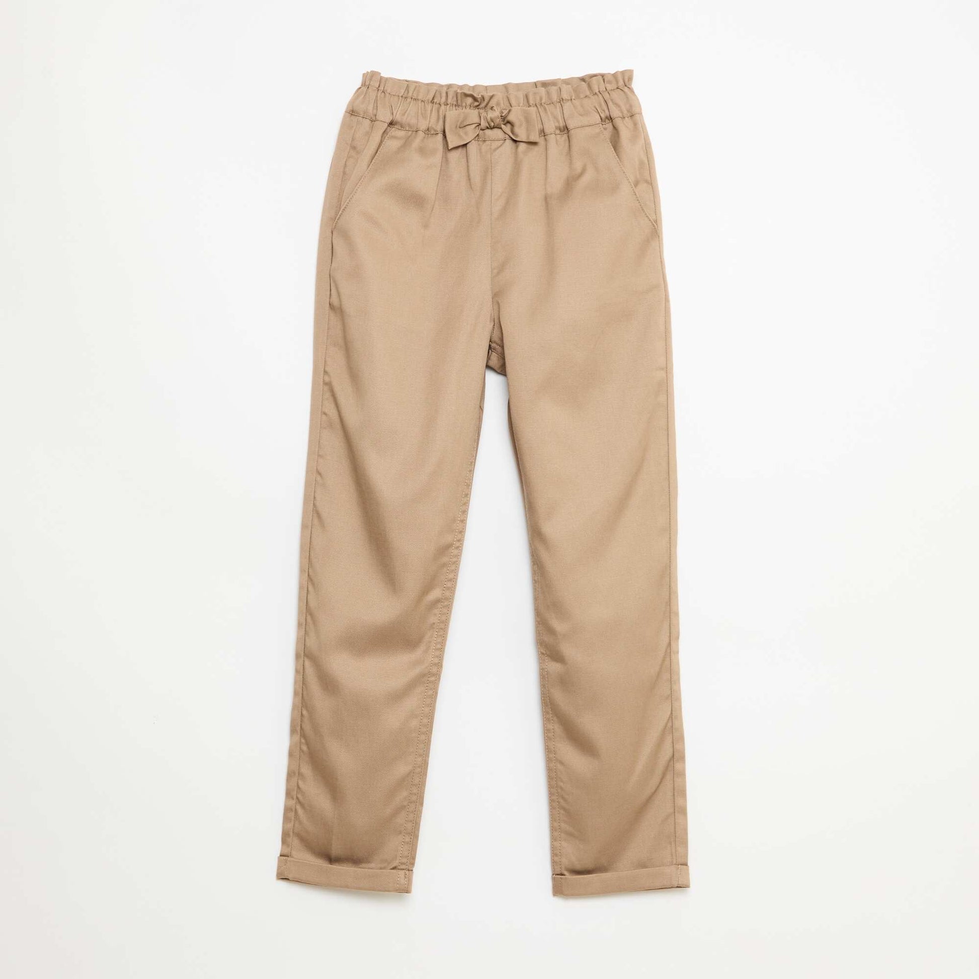 Pantalon en tencel avec nœud uni BEIGE