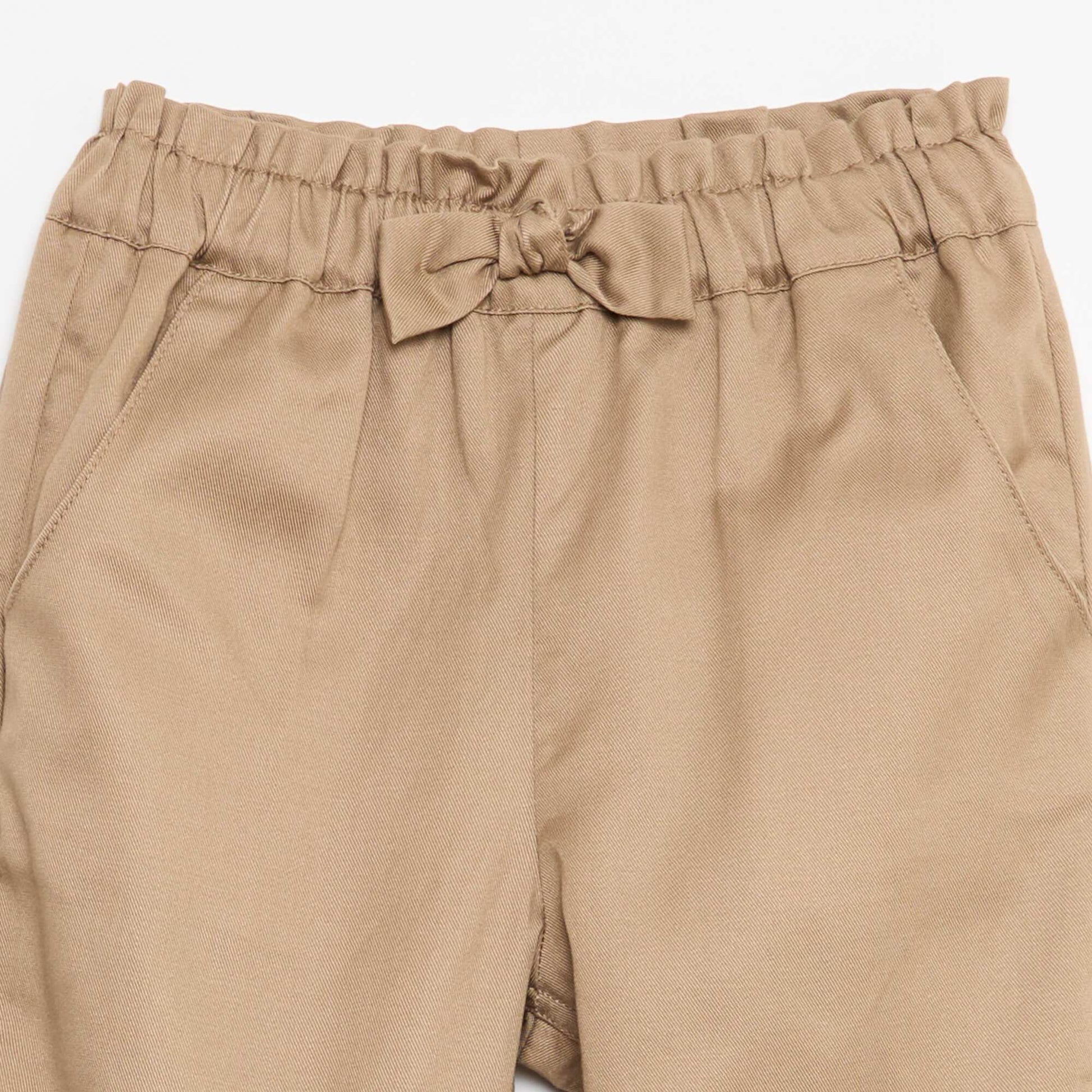 Pantalon en tencel avec nœud uni BEIGE