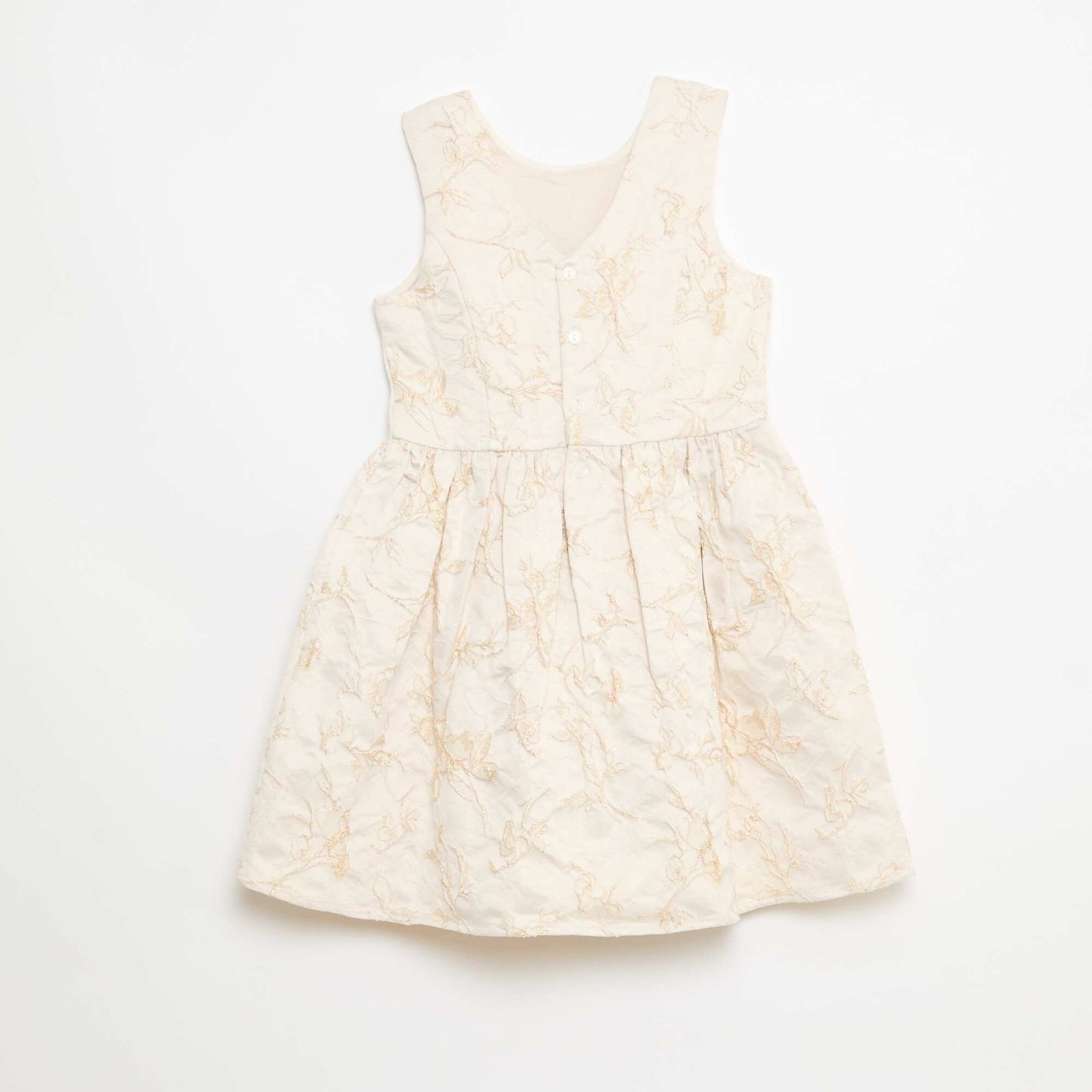 Robe sans manche en jacquard avec gros nœud BEIGE