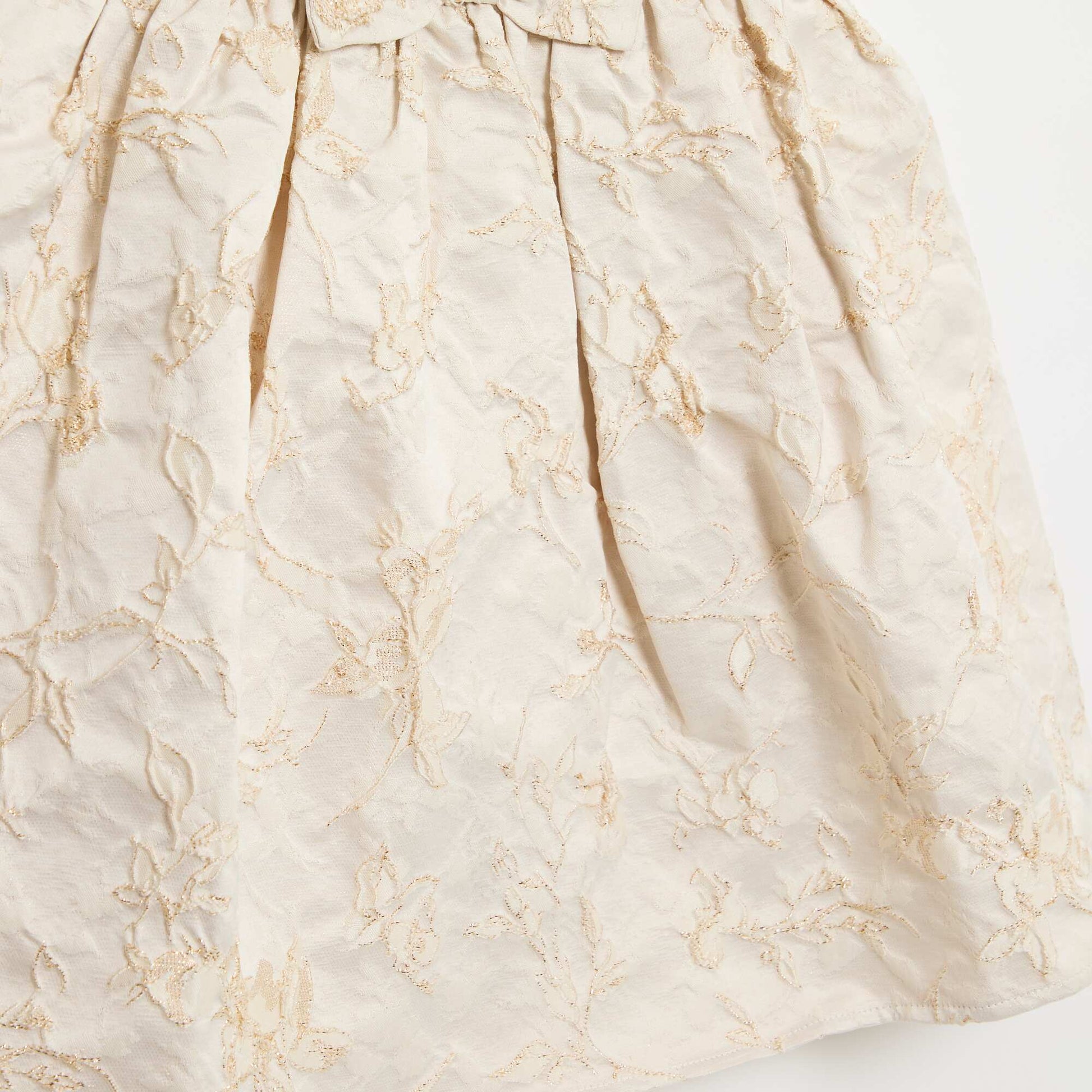 Robe sans manche en jacquard avec gros nœud BEIGE