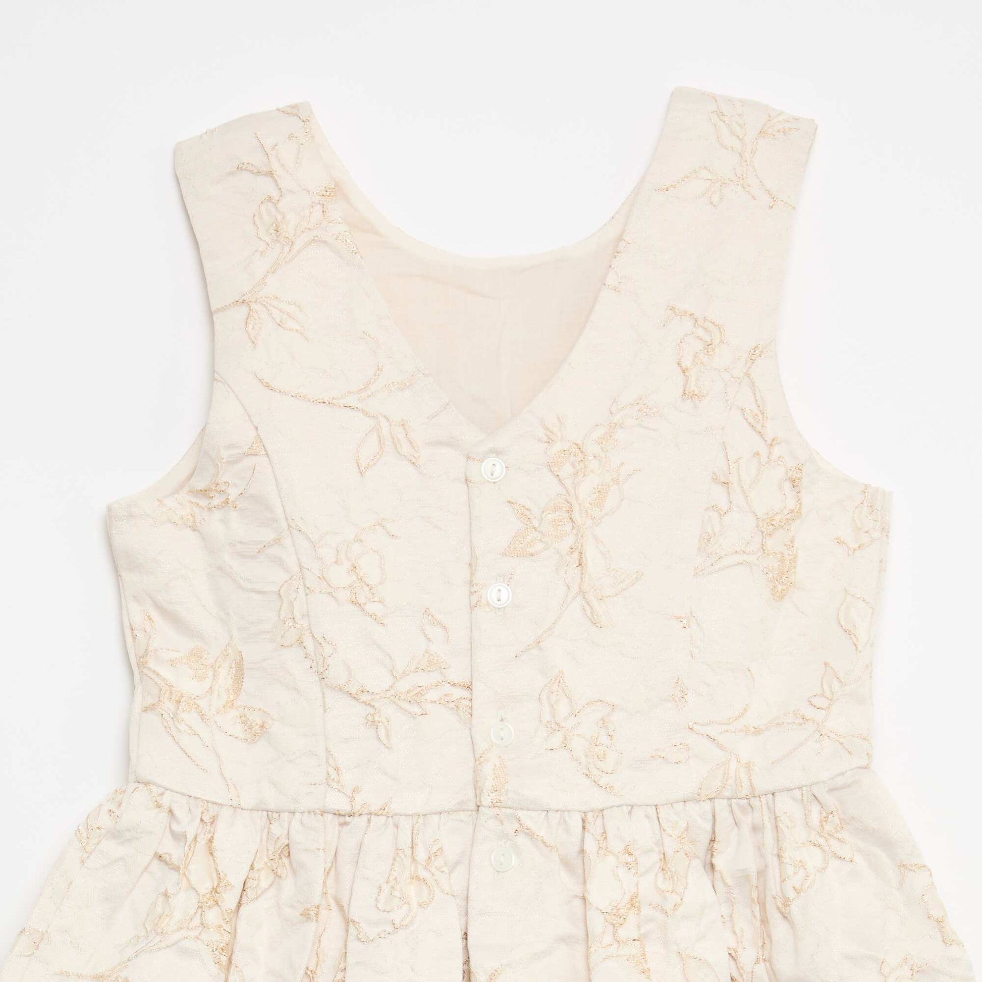 Robe sans manche en jacquard avec gros nœud BEIGE