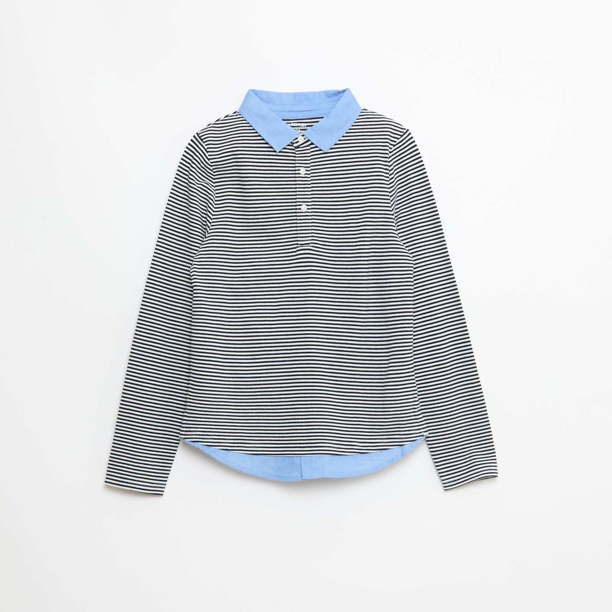 Polo piqué 2 en 1 rayé en coton BLANC